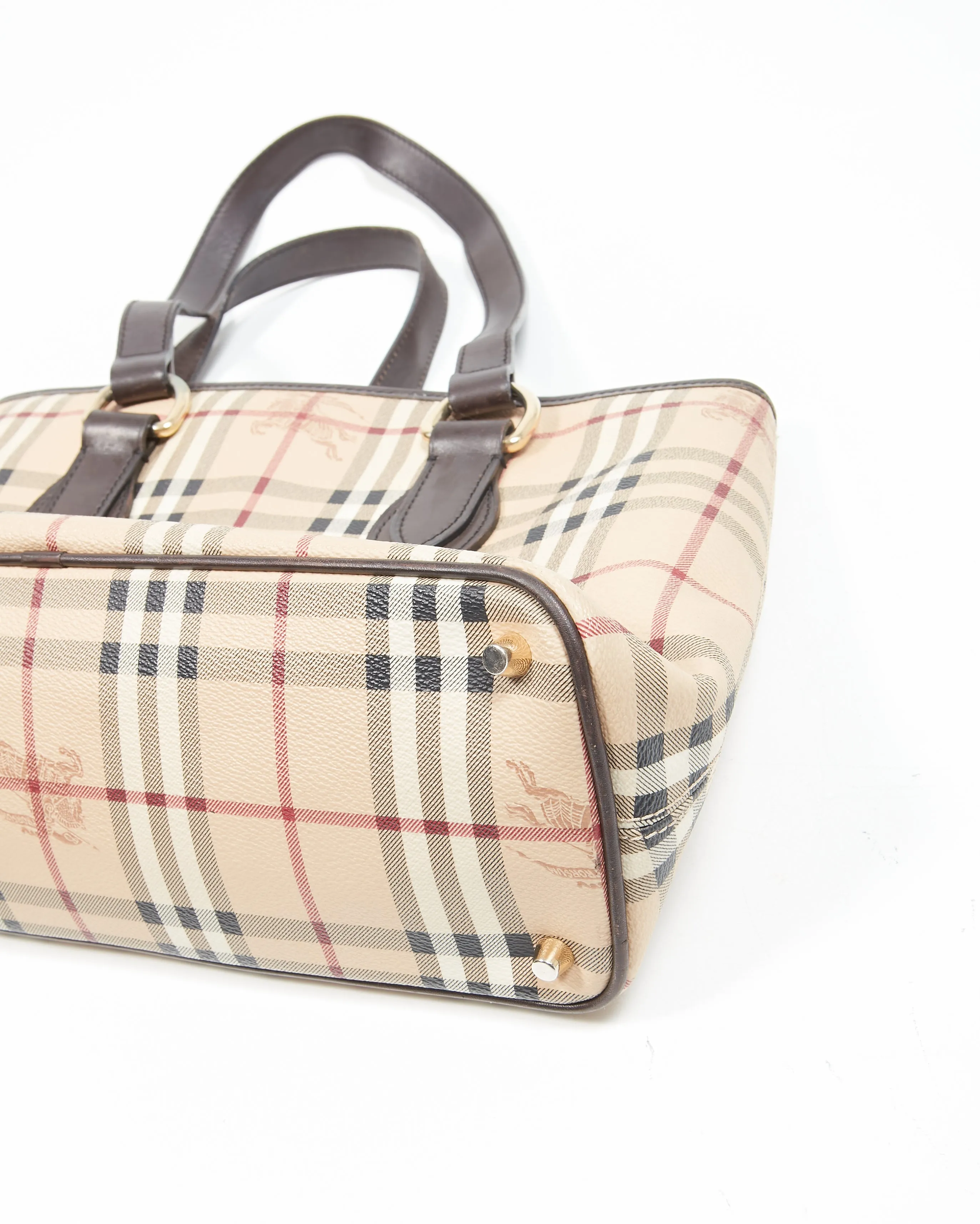 Burberry Beige Nova Check Coated Canvas Zip Tote Bag