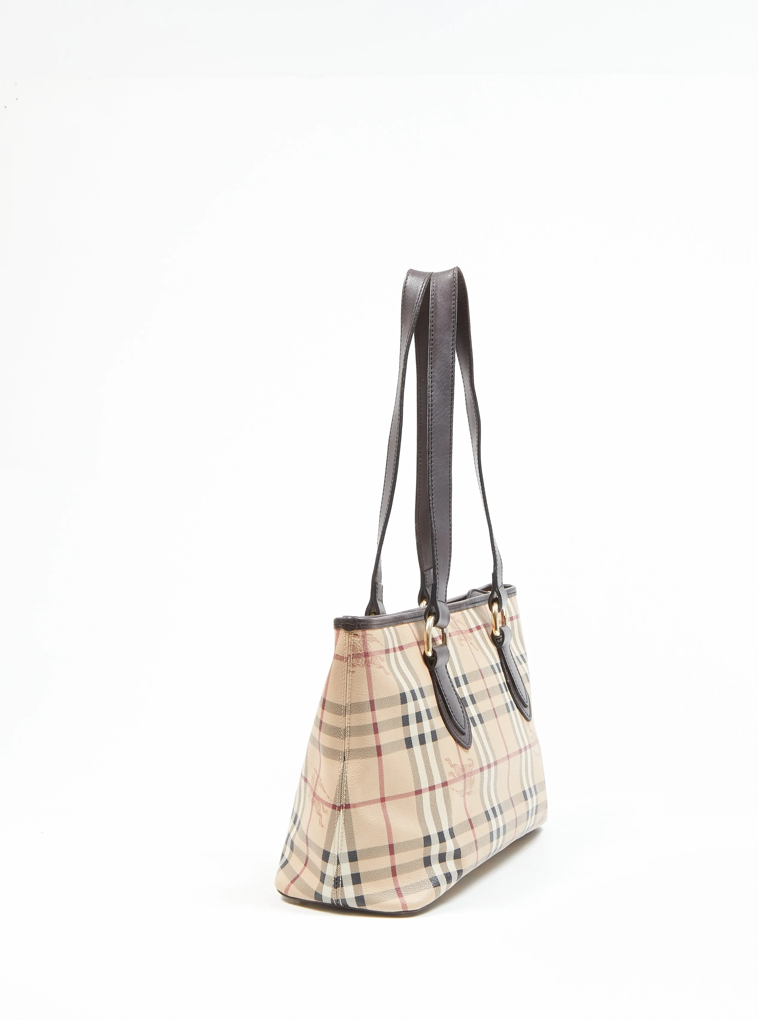 Burberry Beige Nova Check Coated Canvas Zip Tote Bag