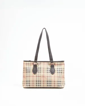 Burberry Beige Nova Check Coated Canvas Zip Tote Bag