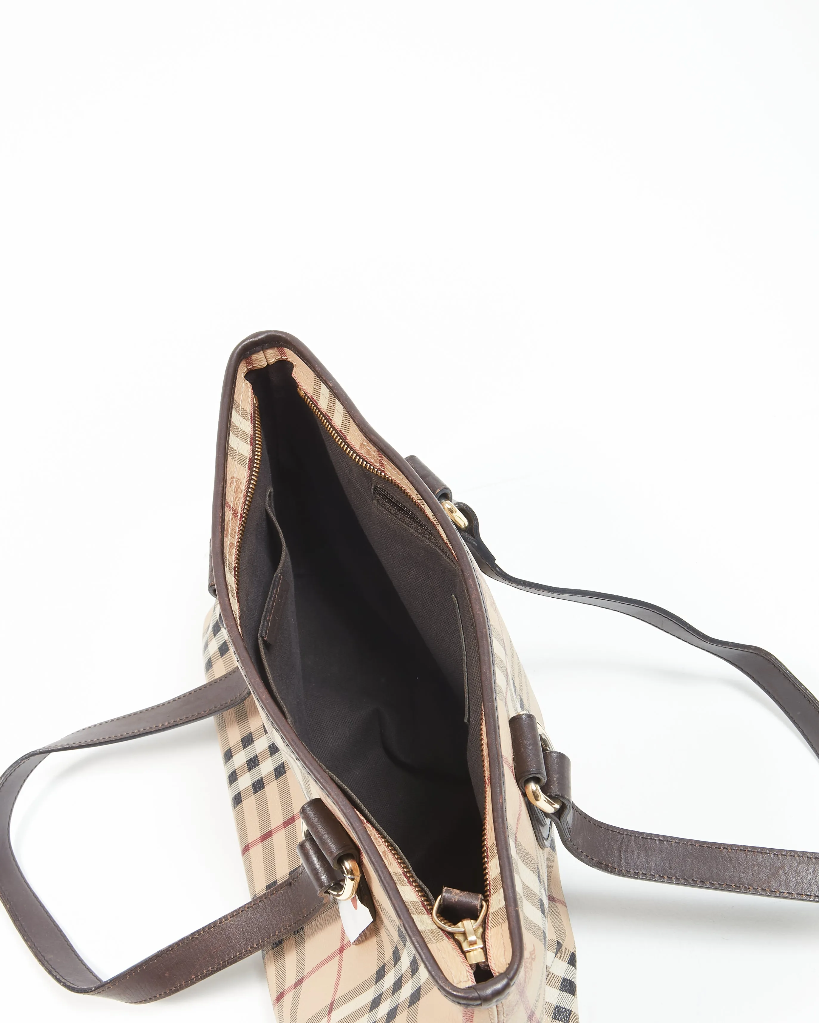Burberry Beige Nova Check Coated Canvas Zip Tote Bag
