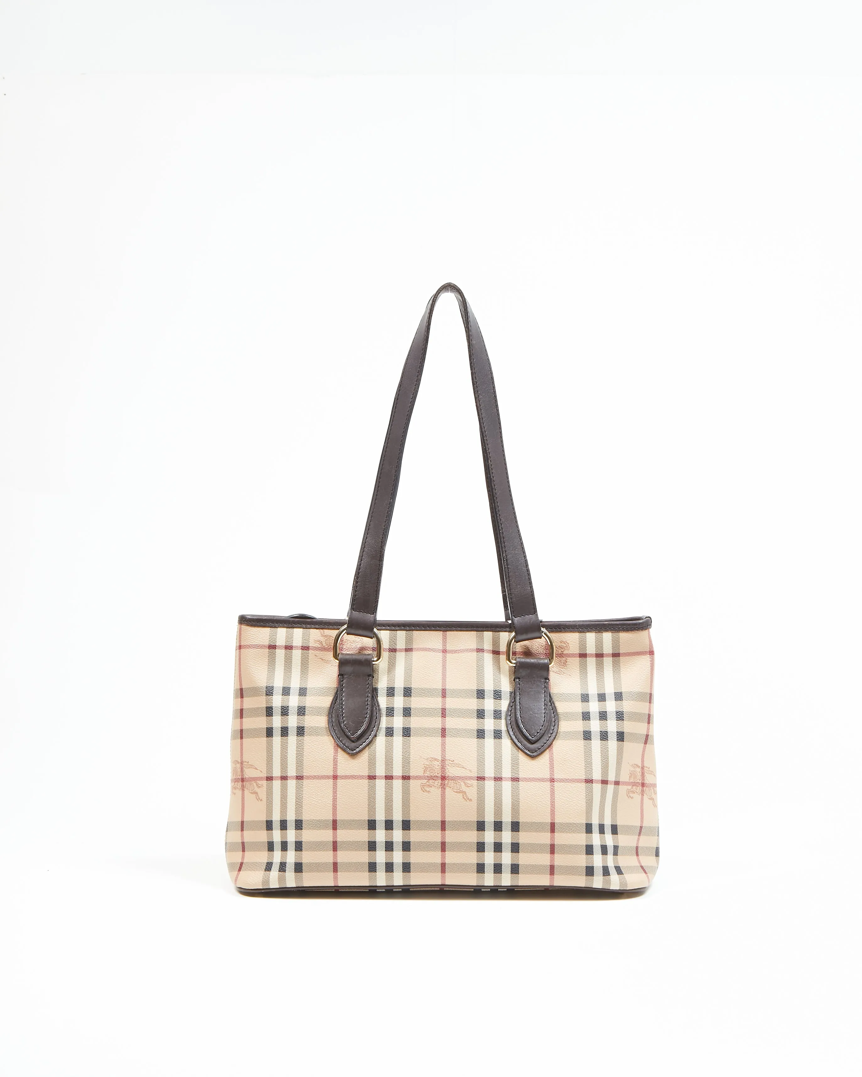 Burberry Beige Nova Check Coated Canvas Zip Tote Bag