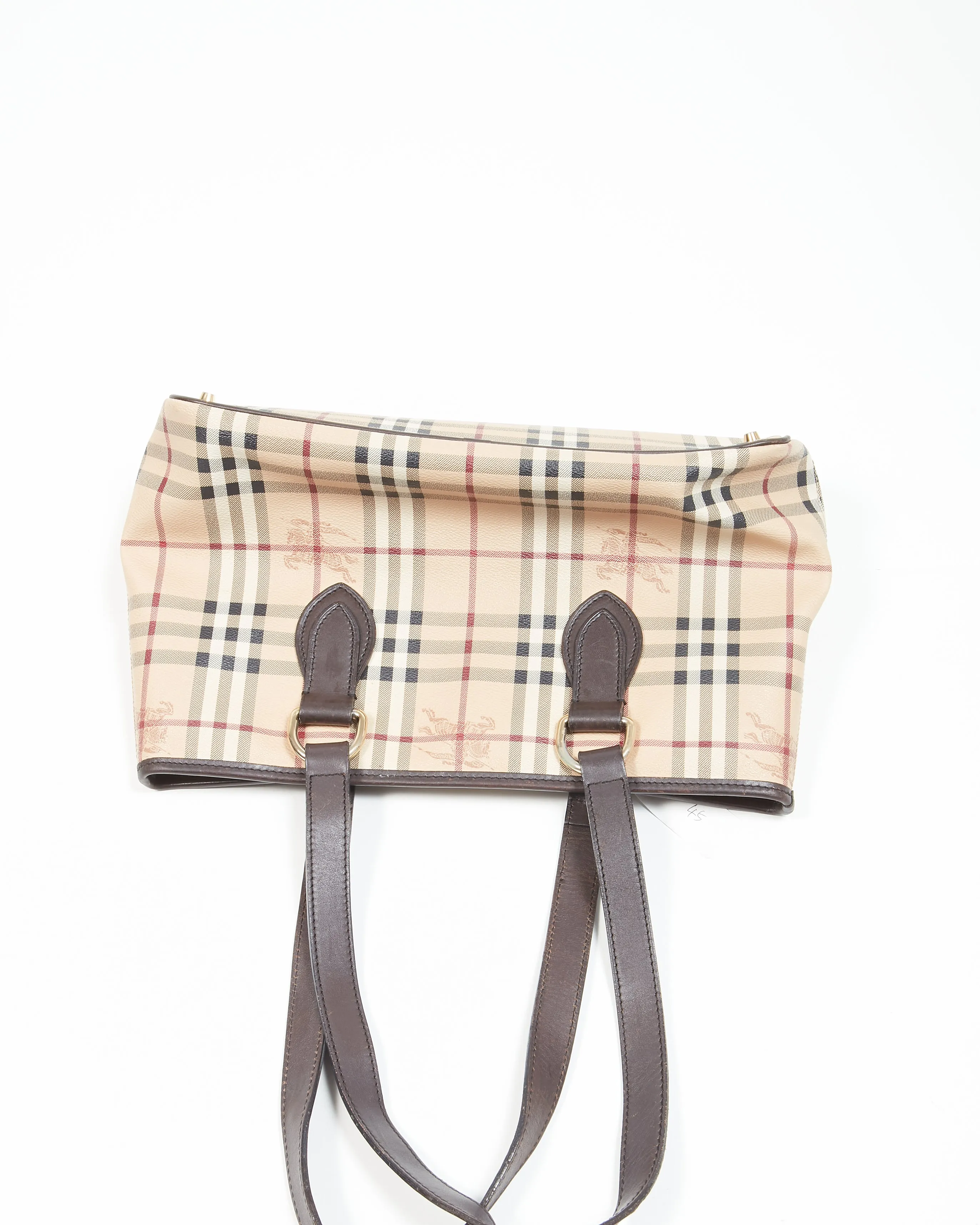 Burberry Beige Nova Check Coated Canvas Zip Tote Bag