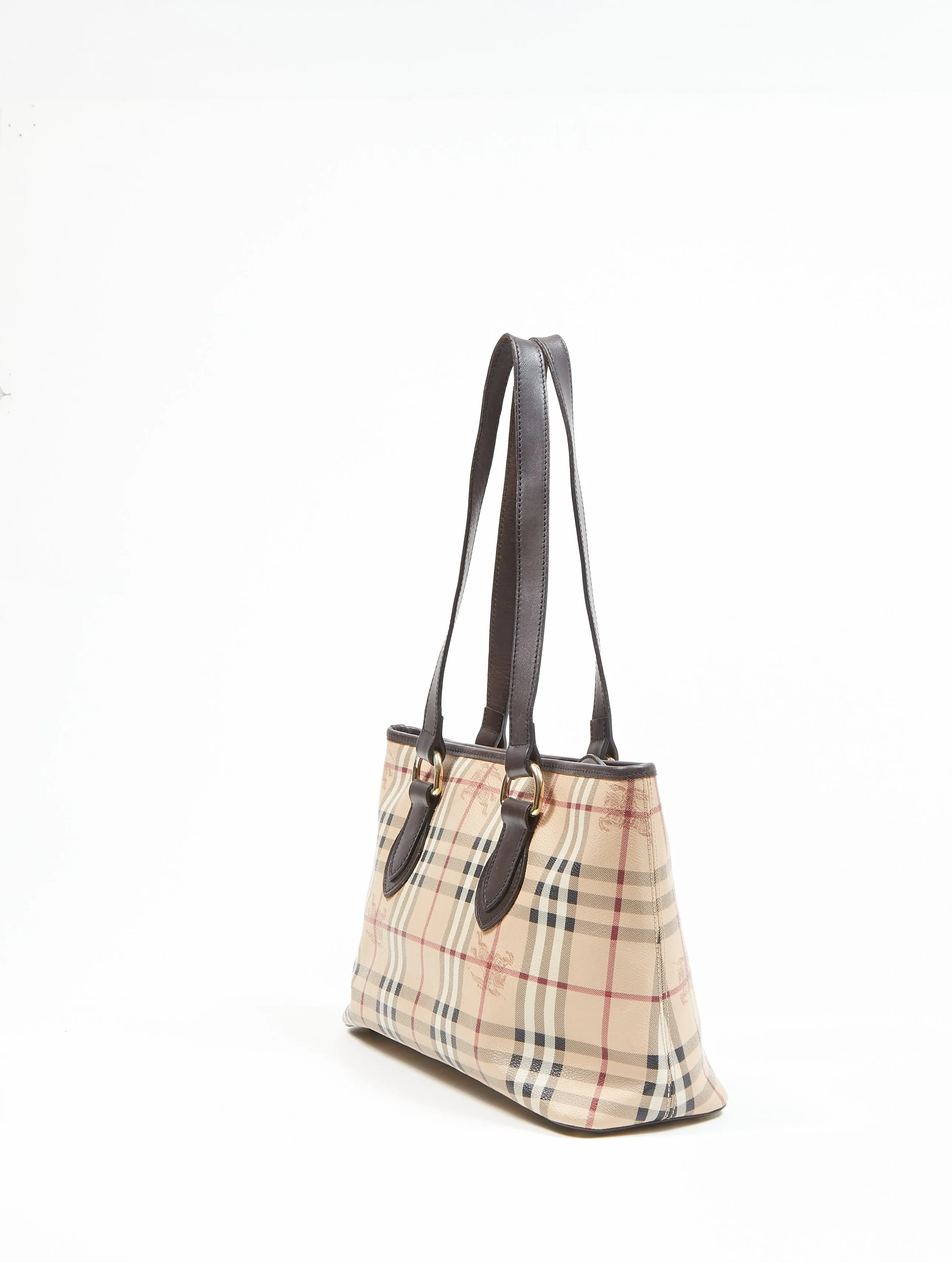 Burberry Beige Nova Check Coated Canvas Zip Tote Bag