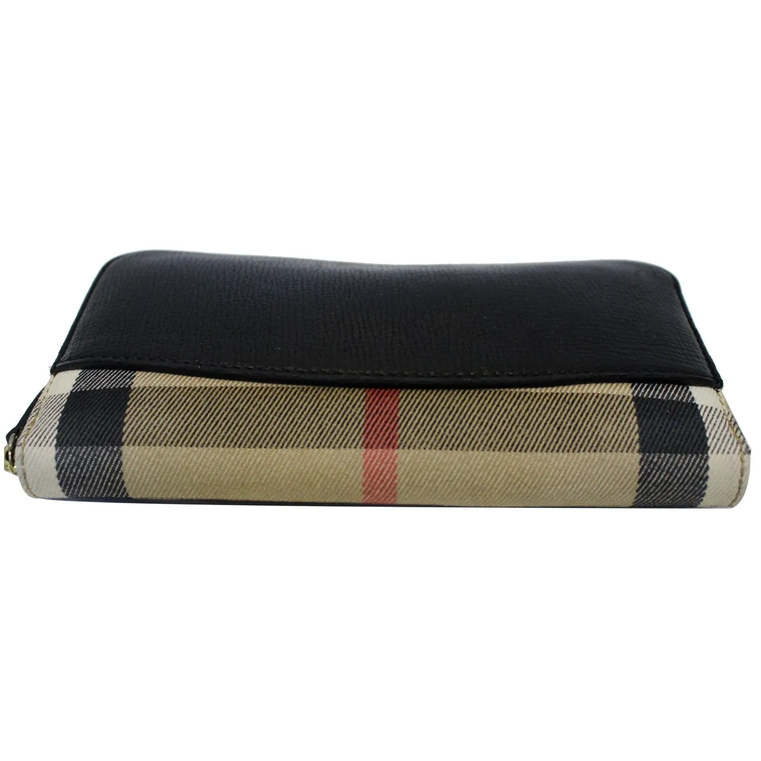 BURBERRY Elmore House Check Calfskin Zip Around Wallet Black