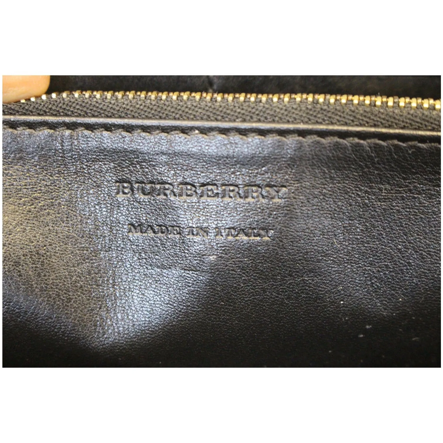 BURBERRY Elmore House Check Calfskin Zip Around Wallet Black