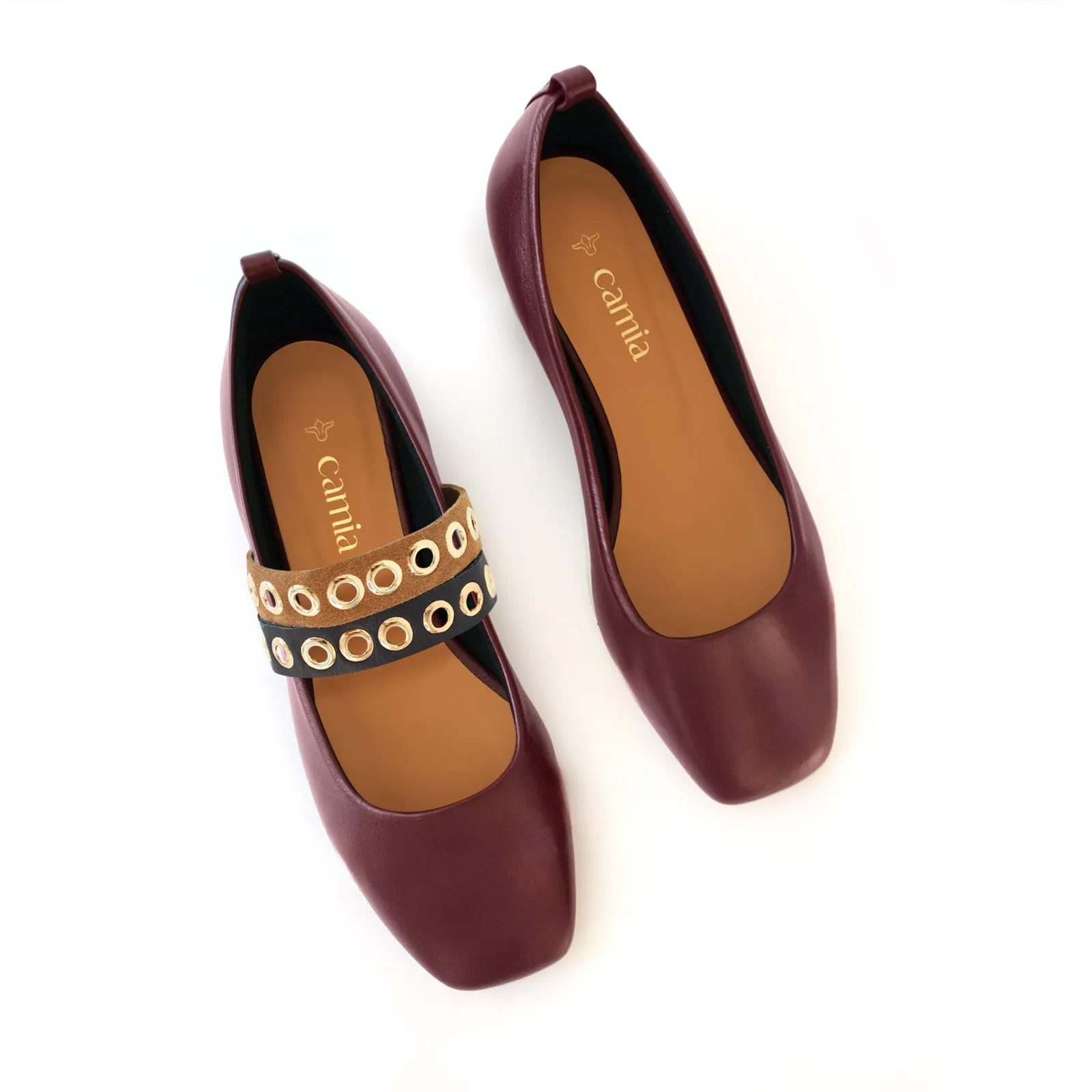 Burgundy Ballet Swap Double Black&Camel