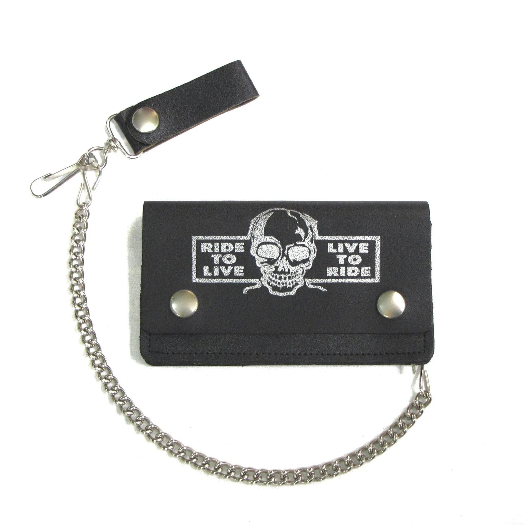 BW402-38s. 6" Biker Wallet- Ride To Live Skull