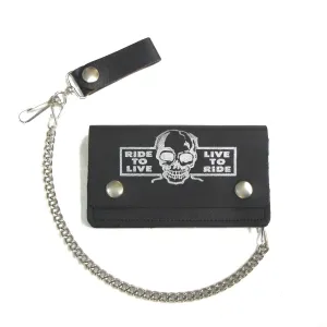 BW402-38s. 6" Biker Wallet- Ride To Live Skull