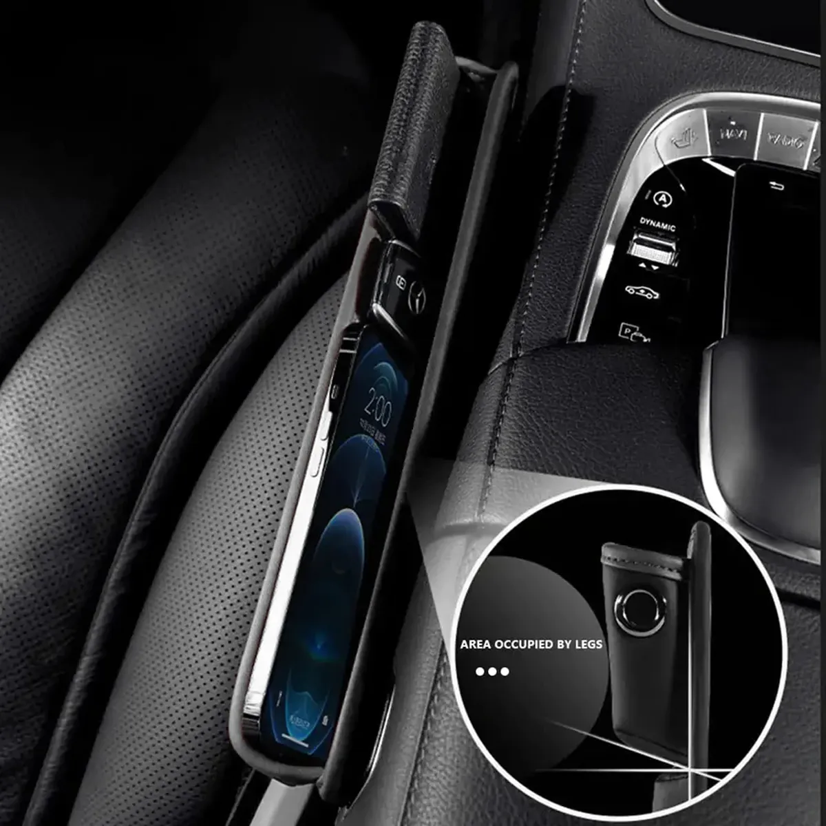 Car Seat Gap Filler Organizer, Custom-Fit For Car, Multifunctional PU Leather Console Side Pocket Organizer for Cellphones, Cards, Wallets, Keys WANS226