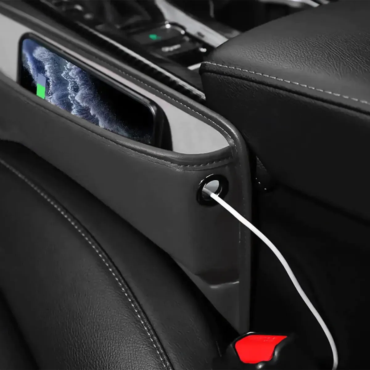 Car Seat Gap Filler Organizer, Custom-Fit For Car, Multifunctional PU Leather Console Side Pocket Organizer for Cellphones, Cards, Wallets, Keys WANS226