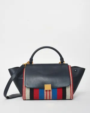 Celine Black Leather Multi Stripe Medium Trapeze Bag