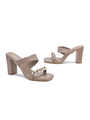 Chain Goddess Heels - Brown