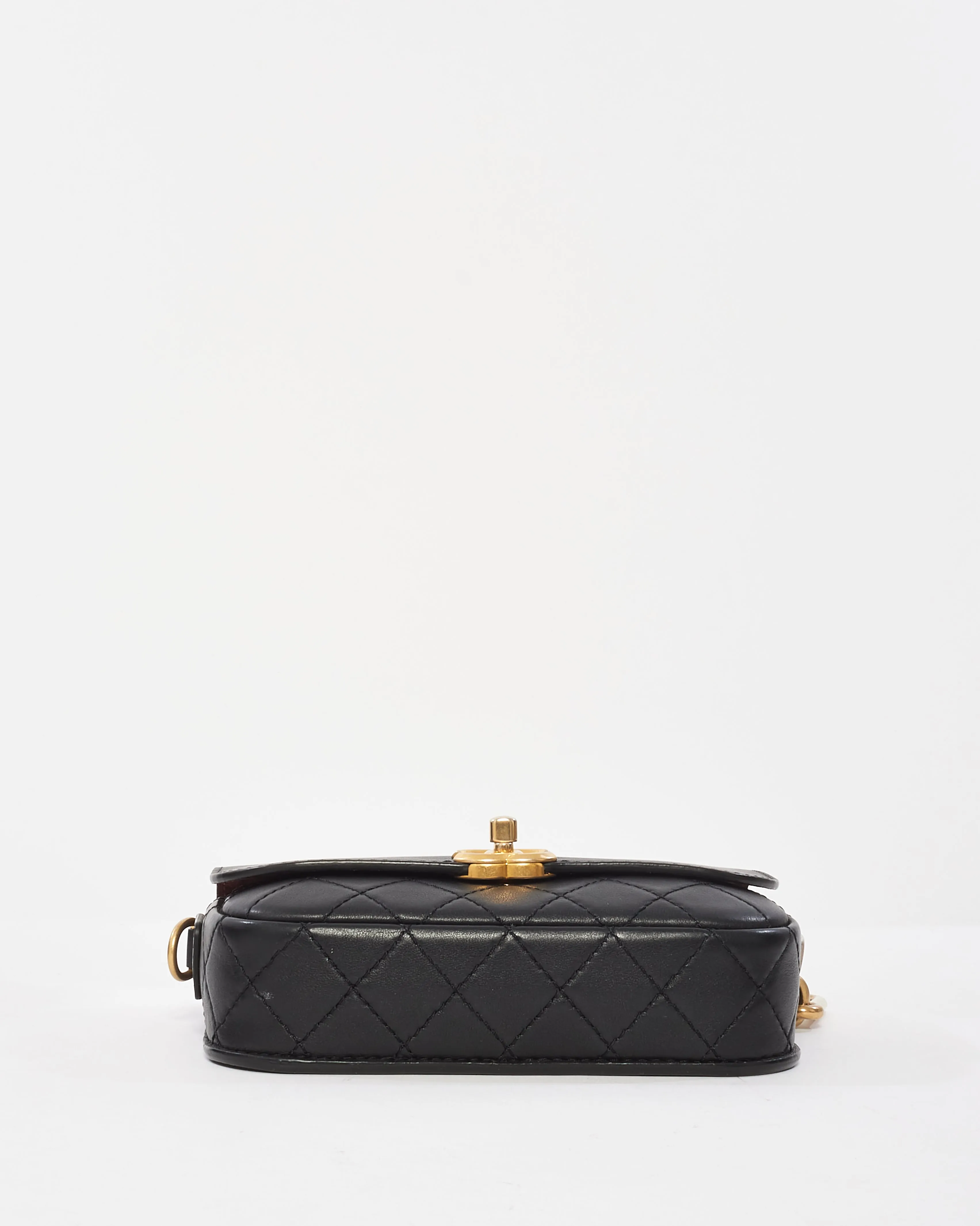Chanel Black Calfskin Leather Multi Pouching Flap Bag With Coin Purse