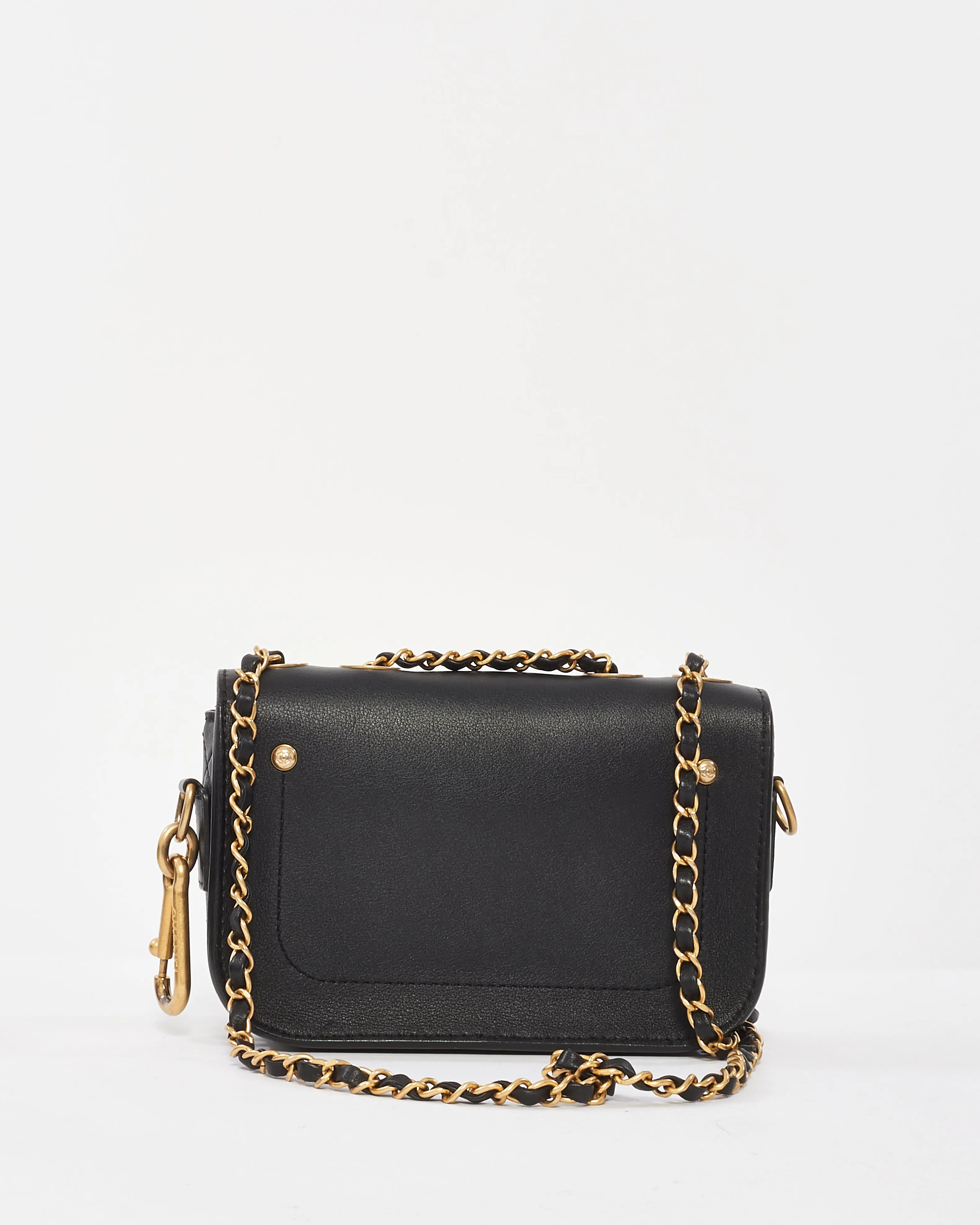 Chanel Black Calfskin Leather Multi Pouching Flap Bag With Coin Purse