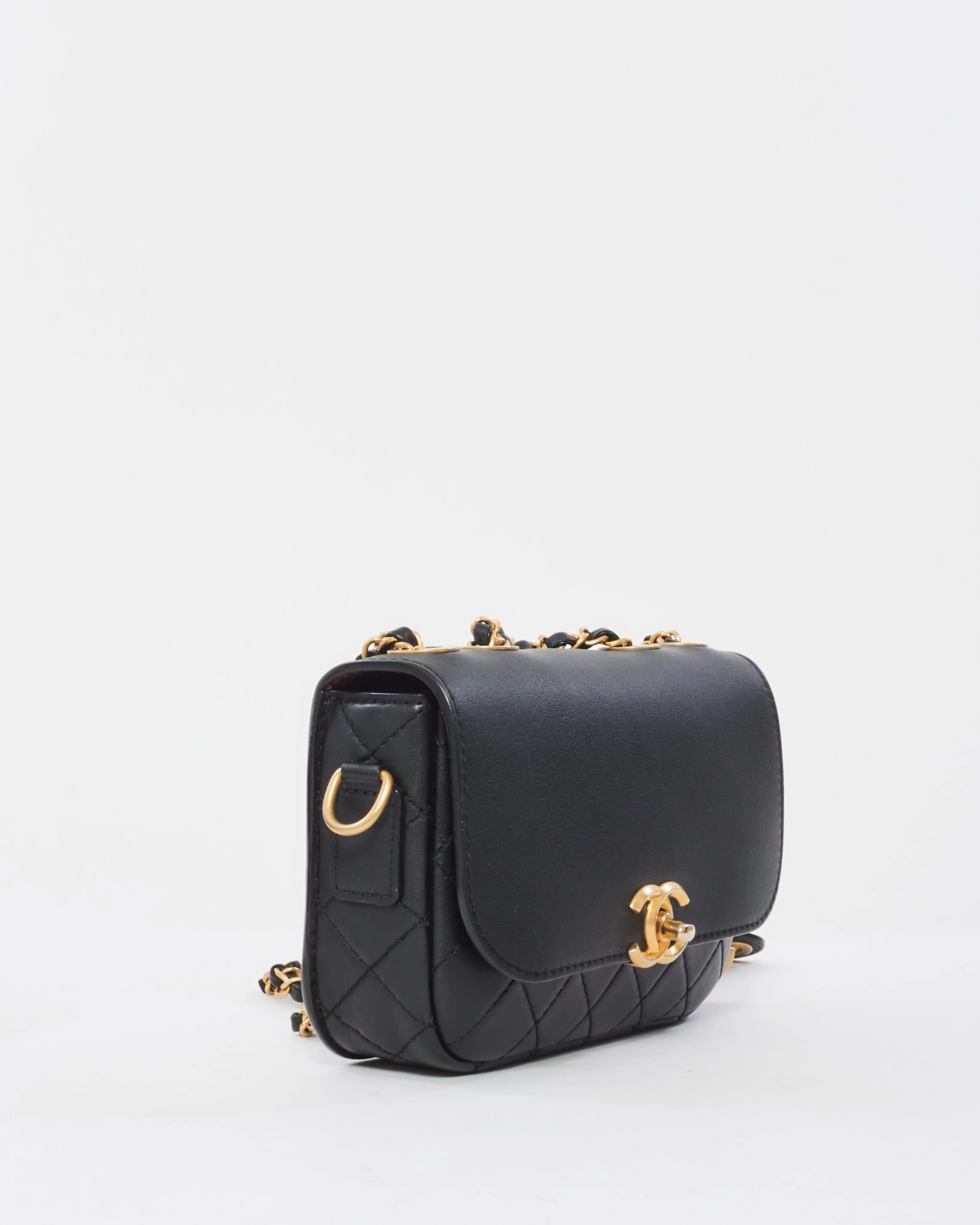 Chanel Black Calfskin Leather Multi Pouching Flap Bag With Coin Purse