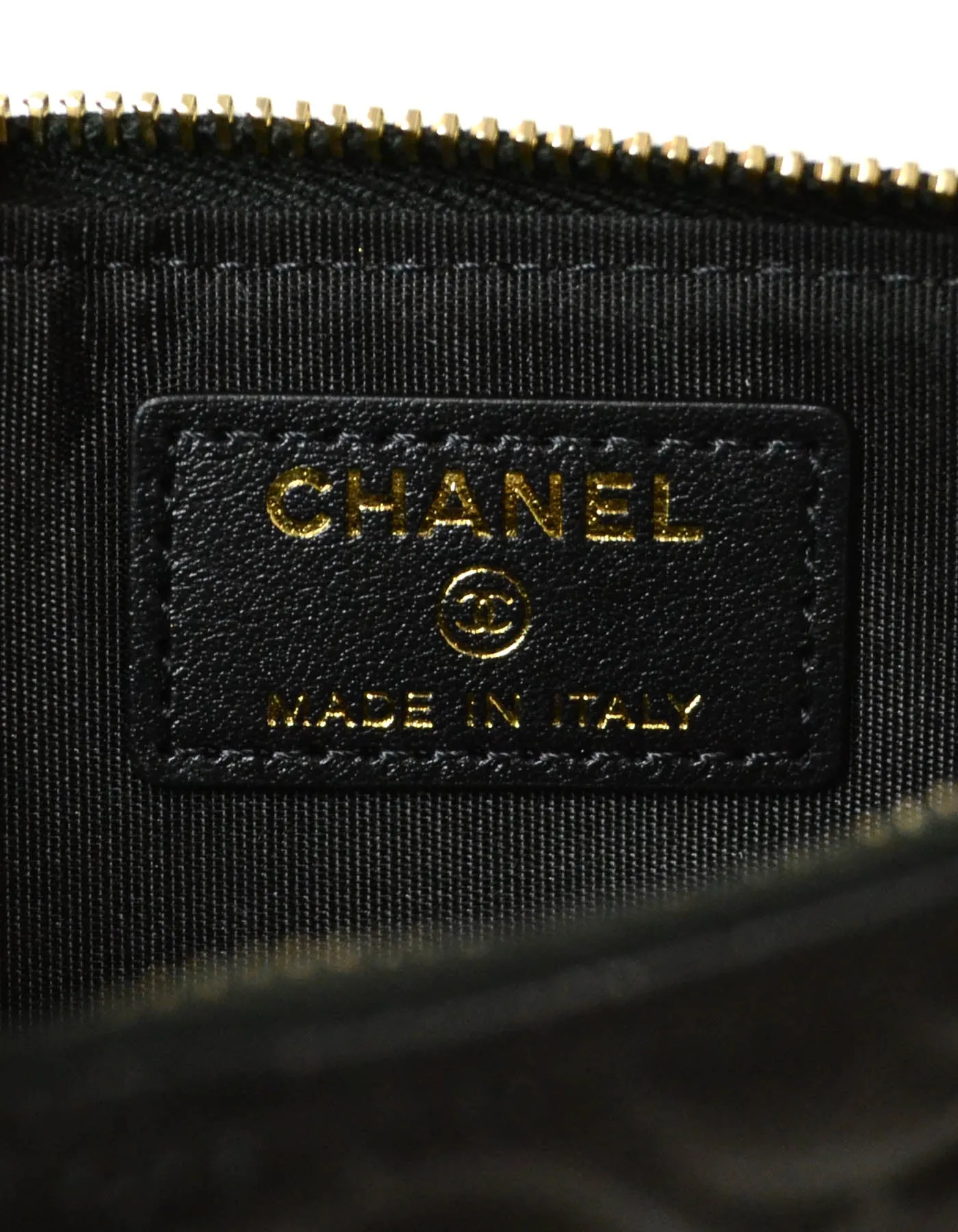 Chanel Black Caviar Camellia Embossed Classic Flat Wallet iPhone Pouch