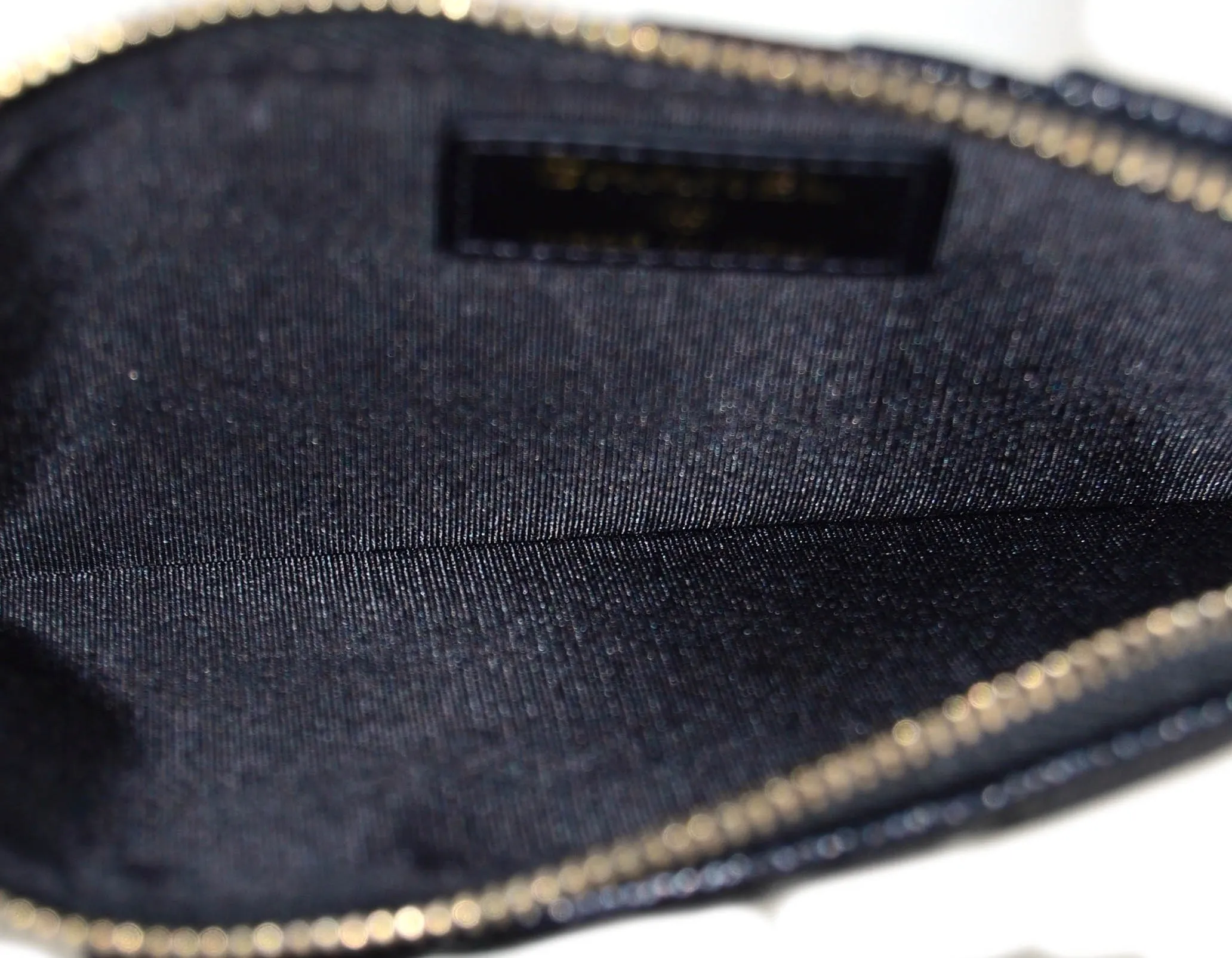 Chanel Black Caviar Camellia Embossed Classic Flat Wallet iPhone Pouch