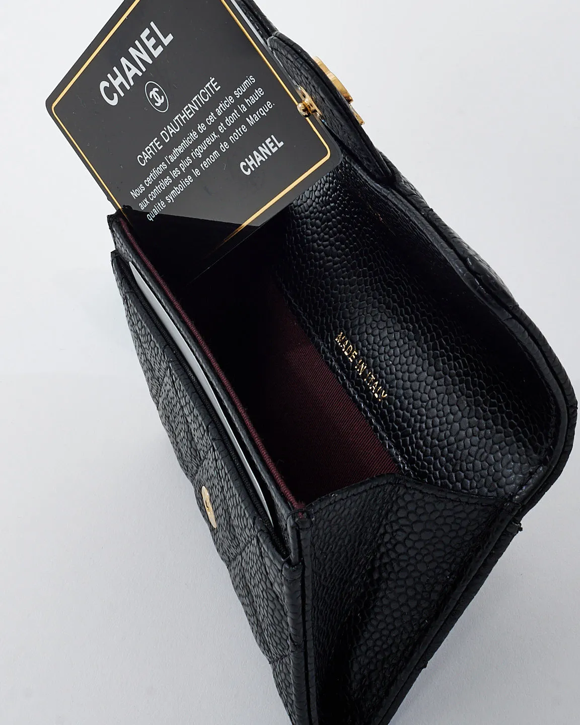 Chanel Black Caviar Leather Classic Flap Card holder