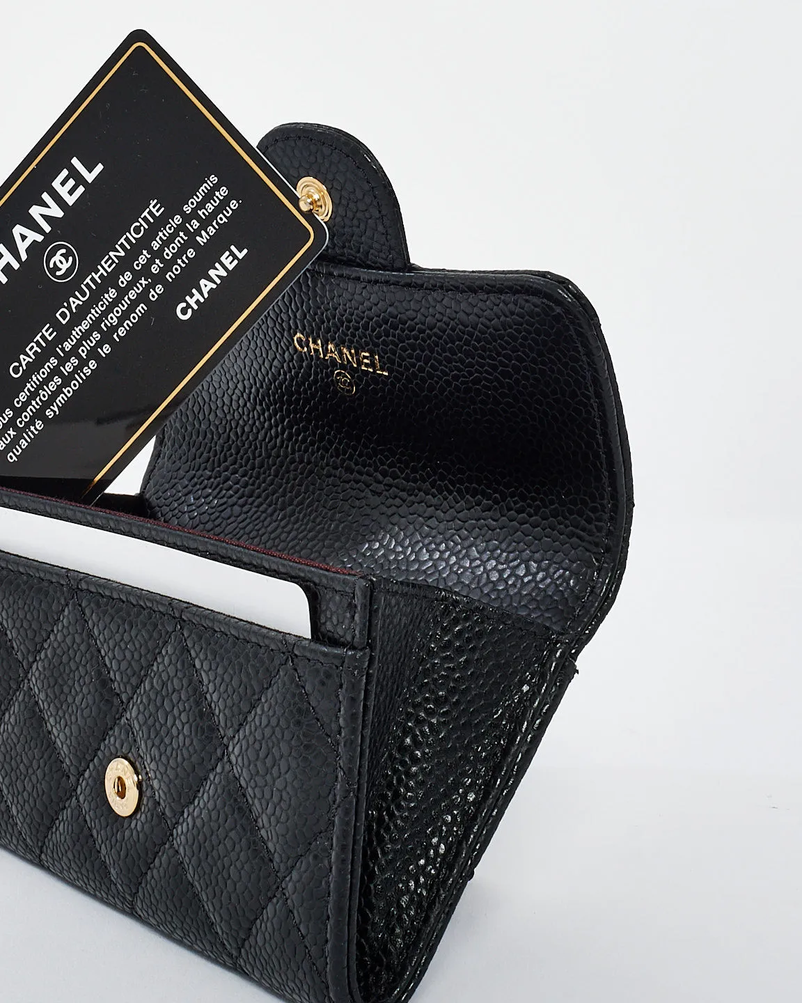 Chanel Black Caviar Leather Classic Flap Card holder