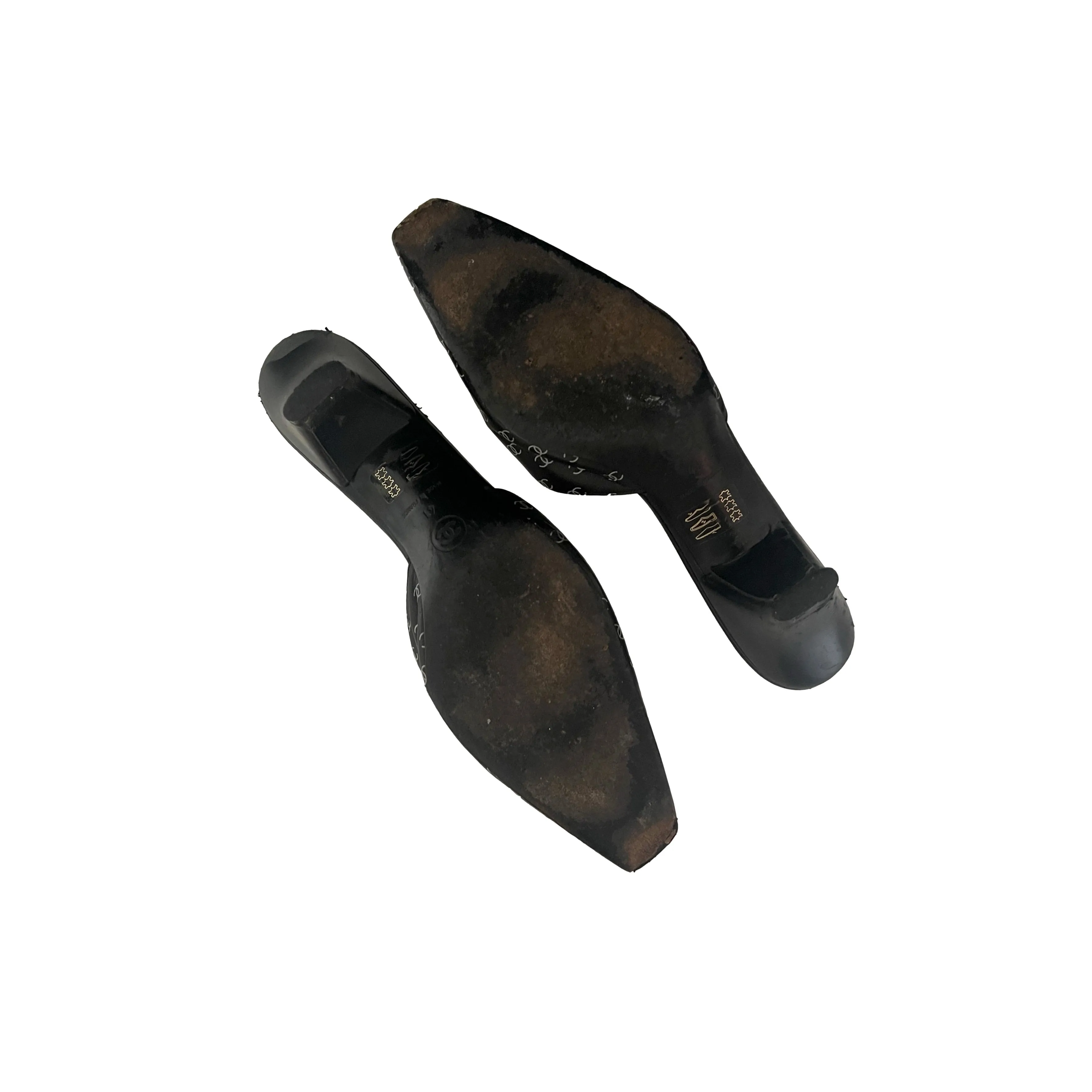 Chanel Black Logo Kitten Heels