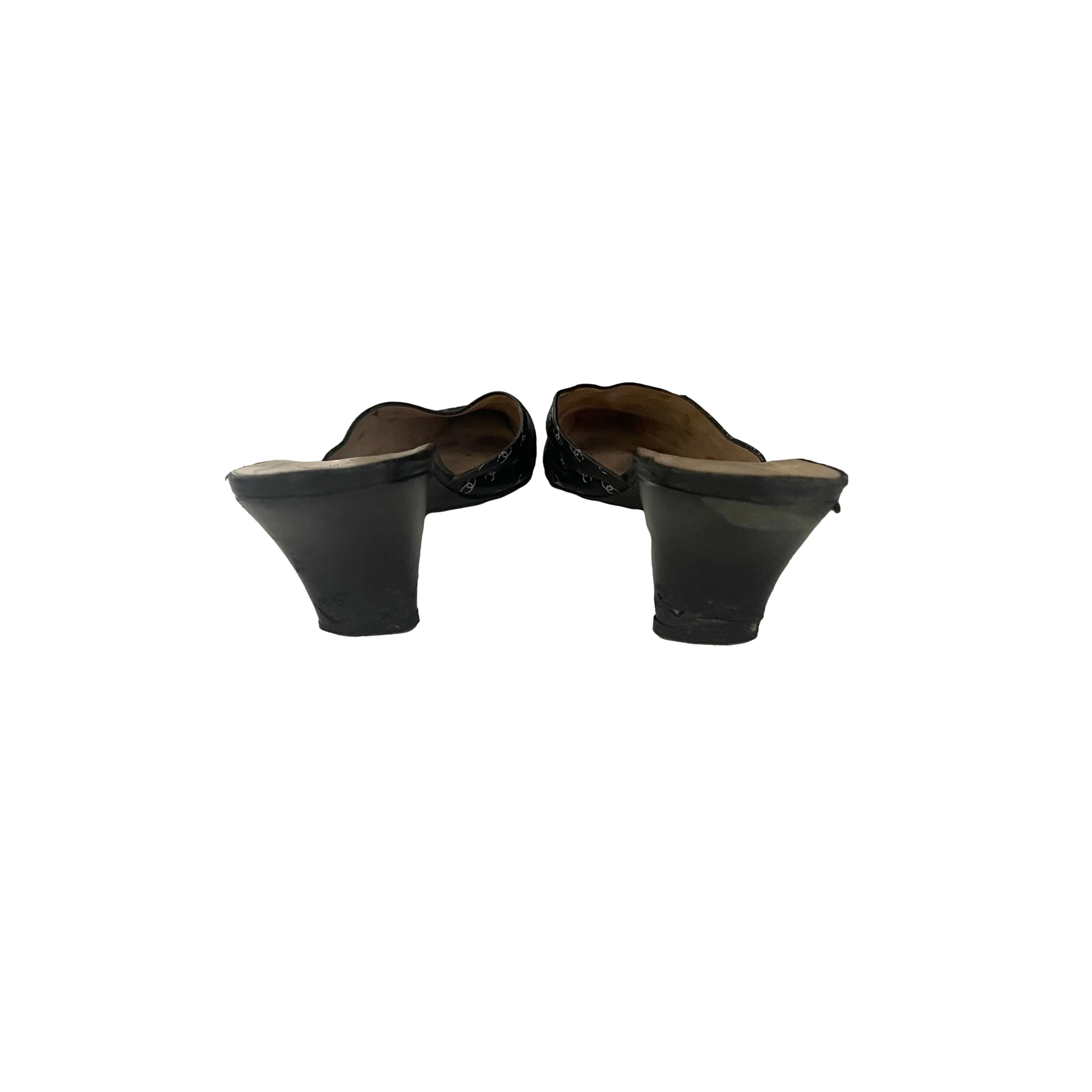 Chanel Black Logo Kitten Heels