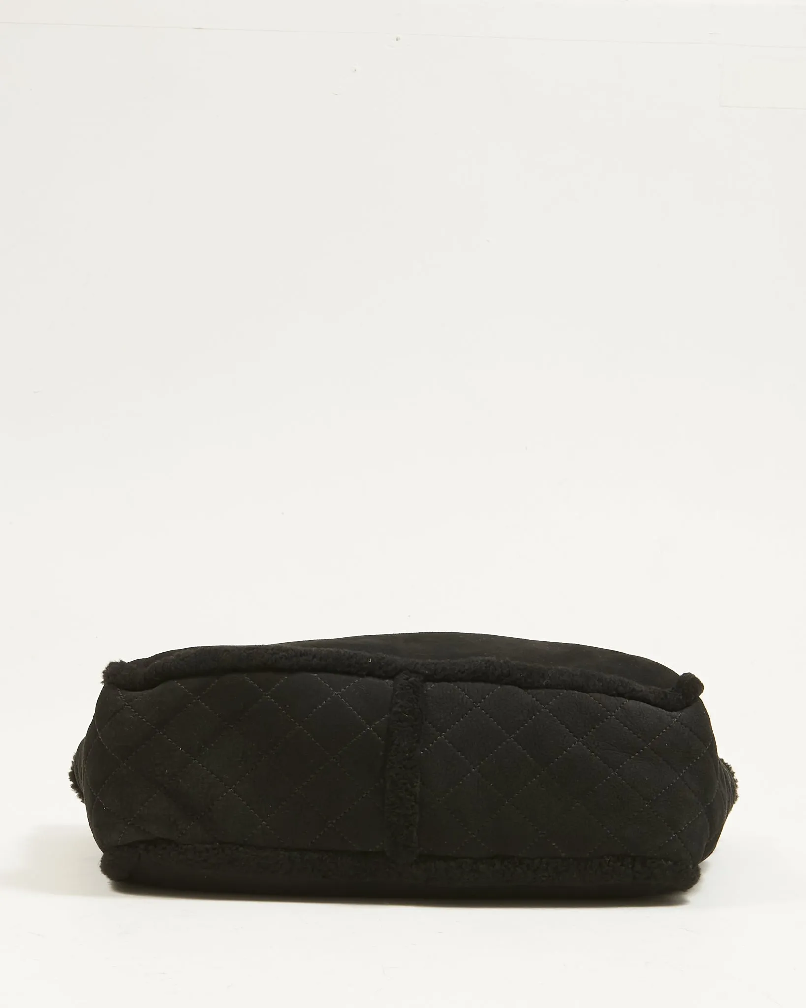 Chanel Black Suede and Shearling Large Tote