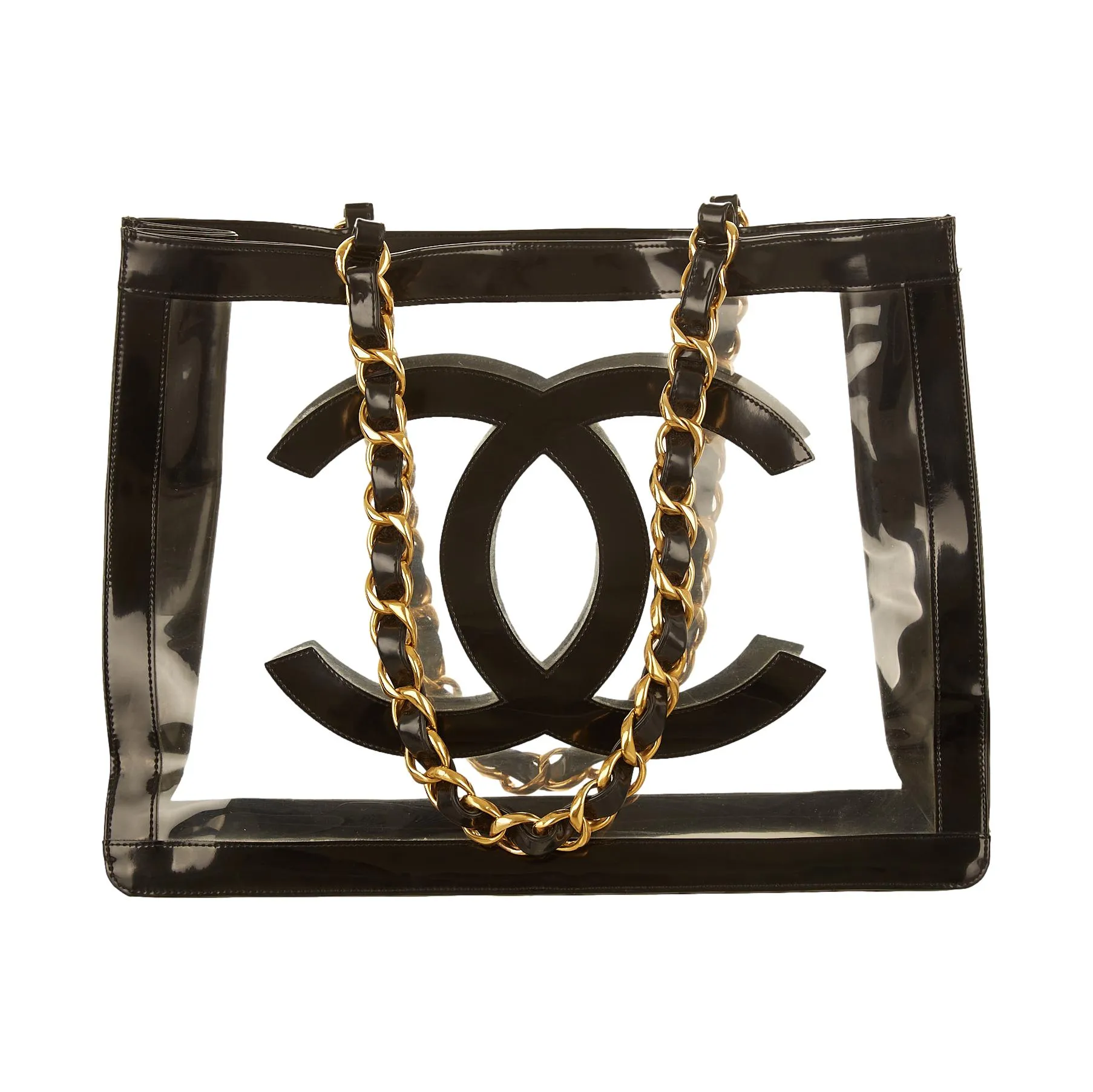 Chanel Black Tranparent Logo Tote