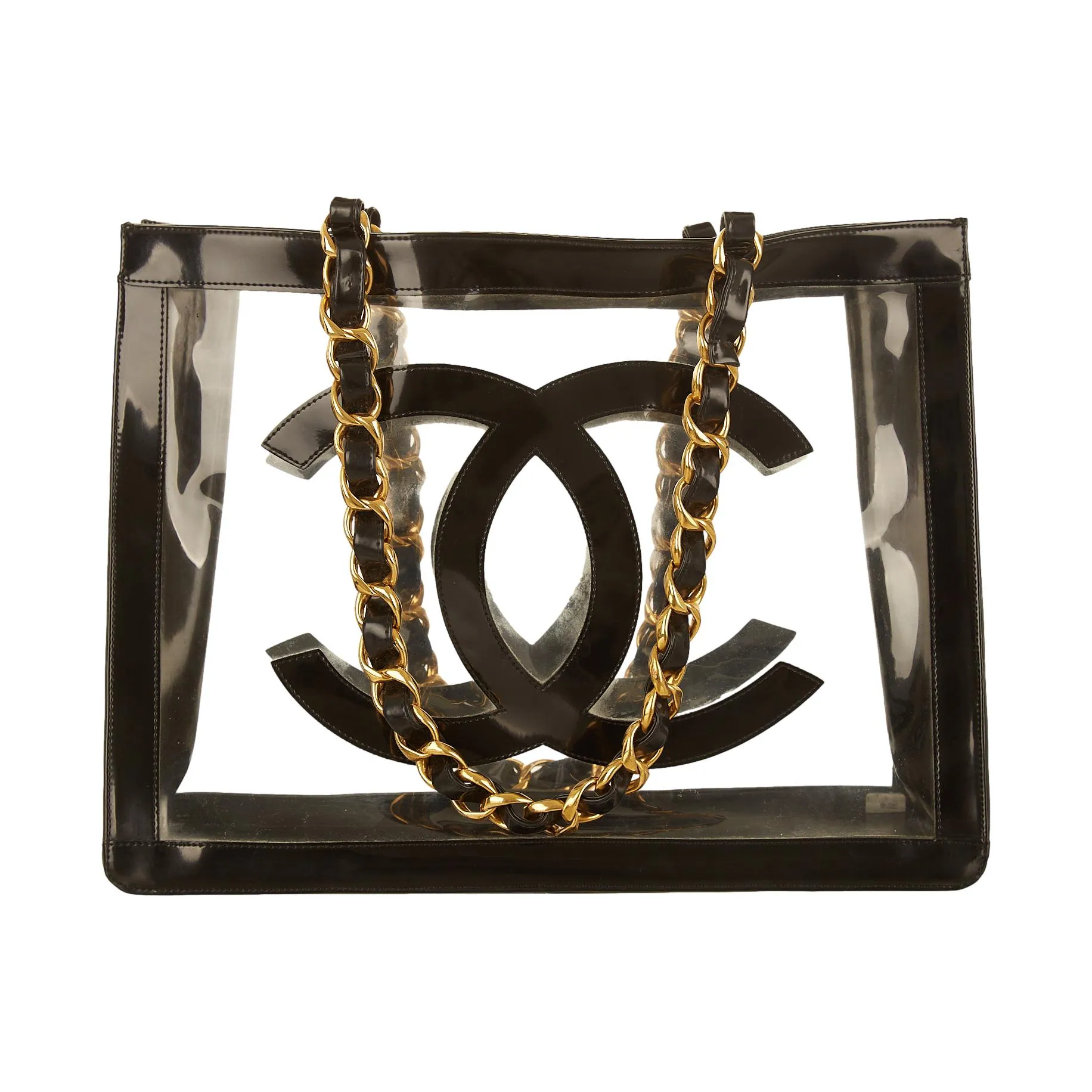 Chanel Black Tranparent Logo Tote