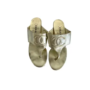 Chanel Gold Logo Kitten Heels