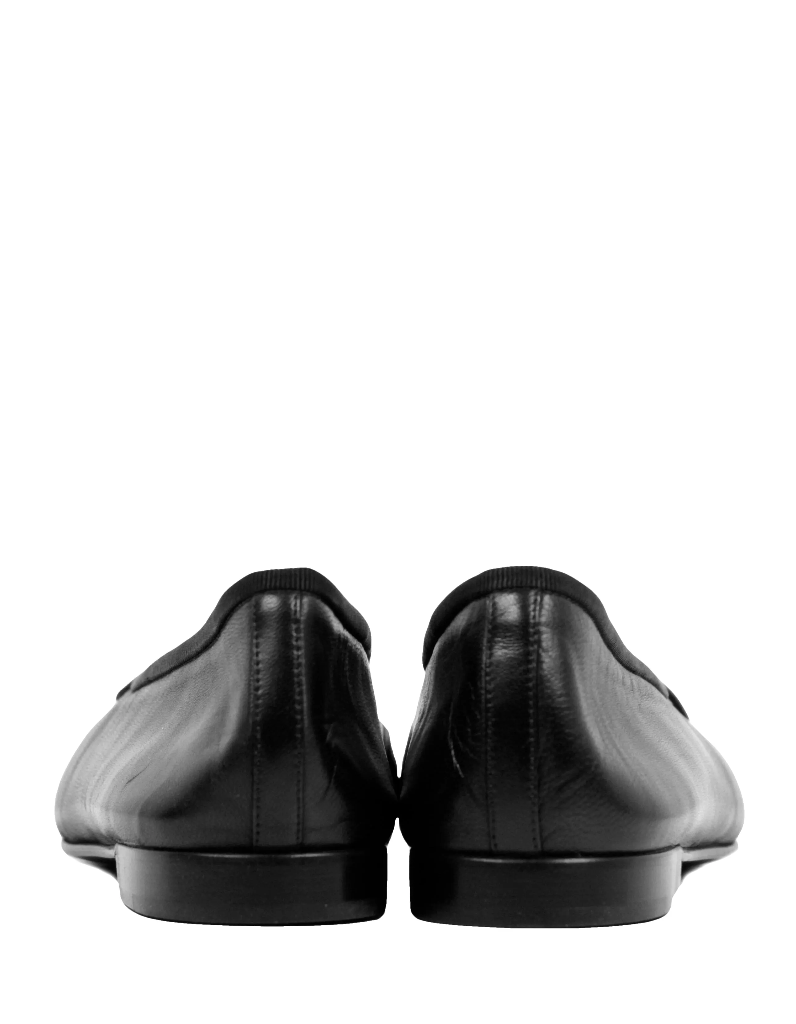 Chanel NEW Black Leather/Patent Cap Toe CC Ballet Flats sz 38
