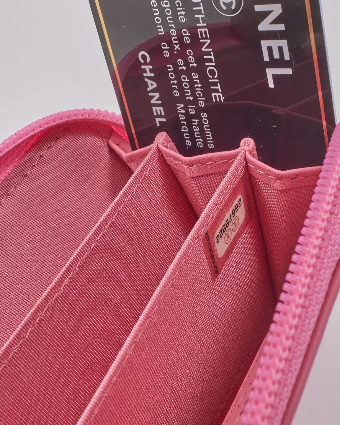 Chanel Pink Leather Boy Zip Around Coin Purse Wallet