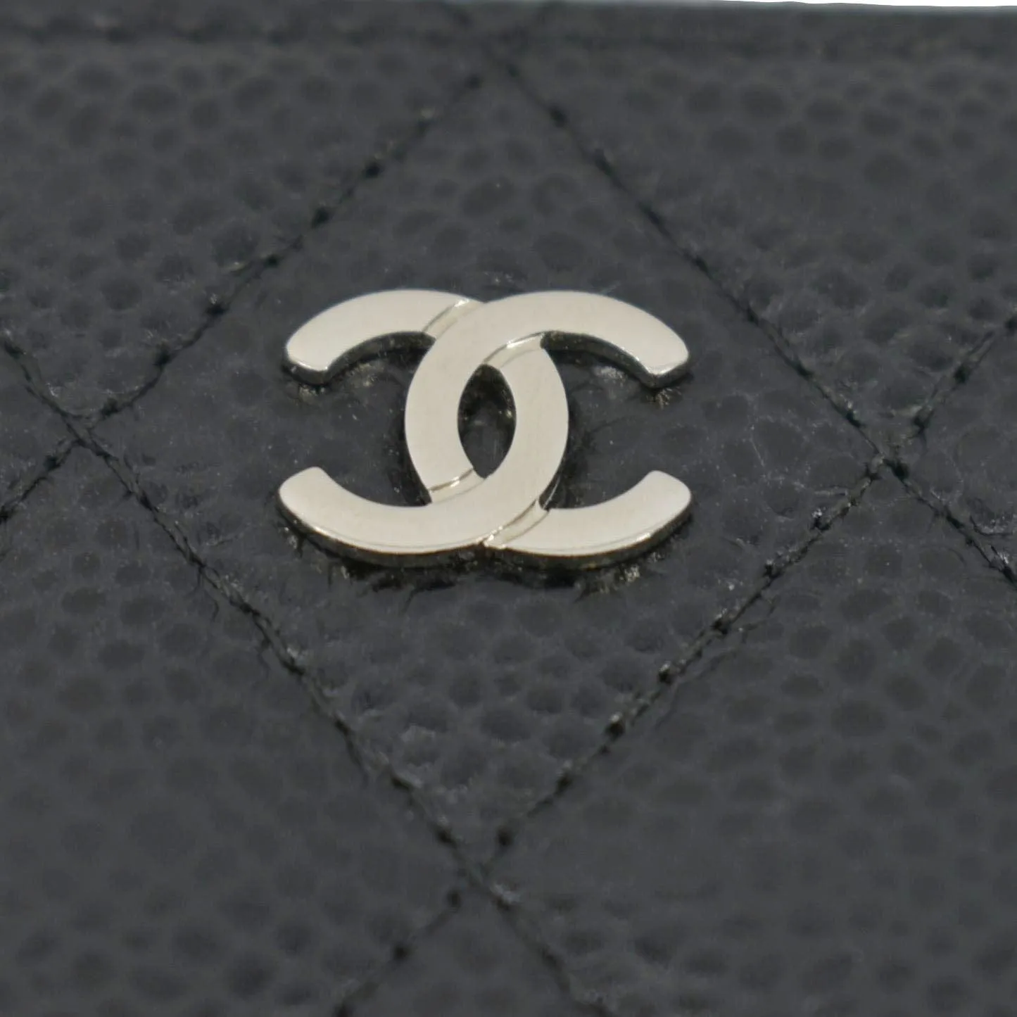 CHANEL Zip Around small Quilted Caviar Leather Wallet Black