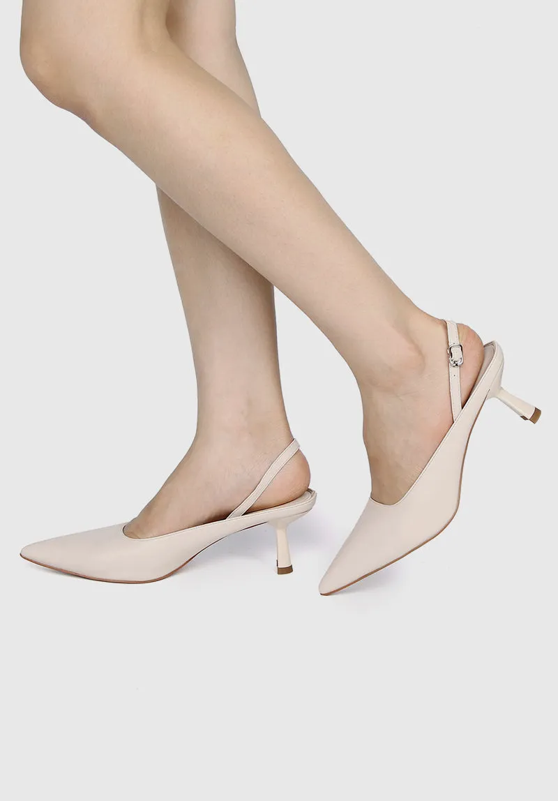 Charmaine Pointed Toe Heels (Beige)
