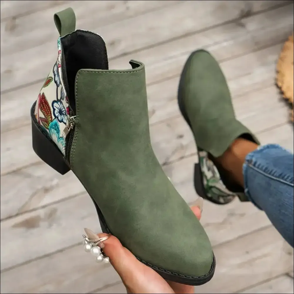 Chic Pointed Toe Block Heels Boots