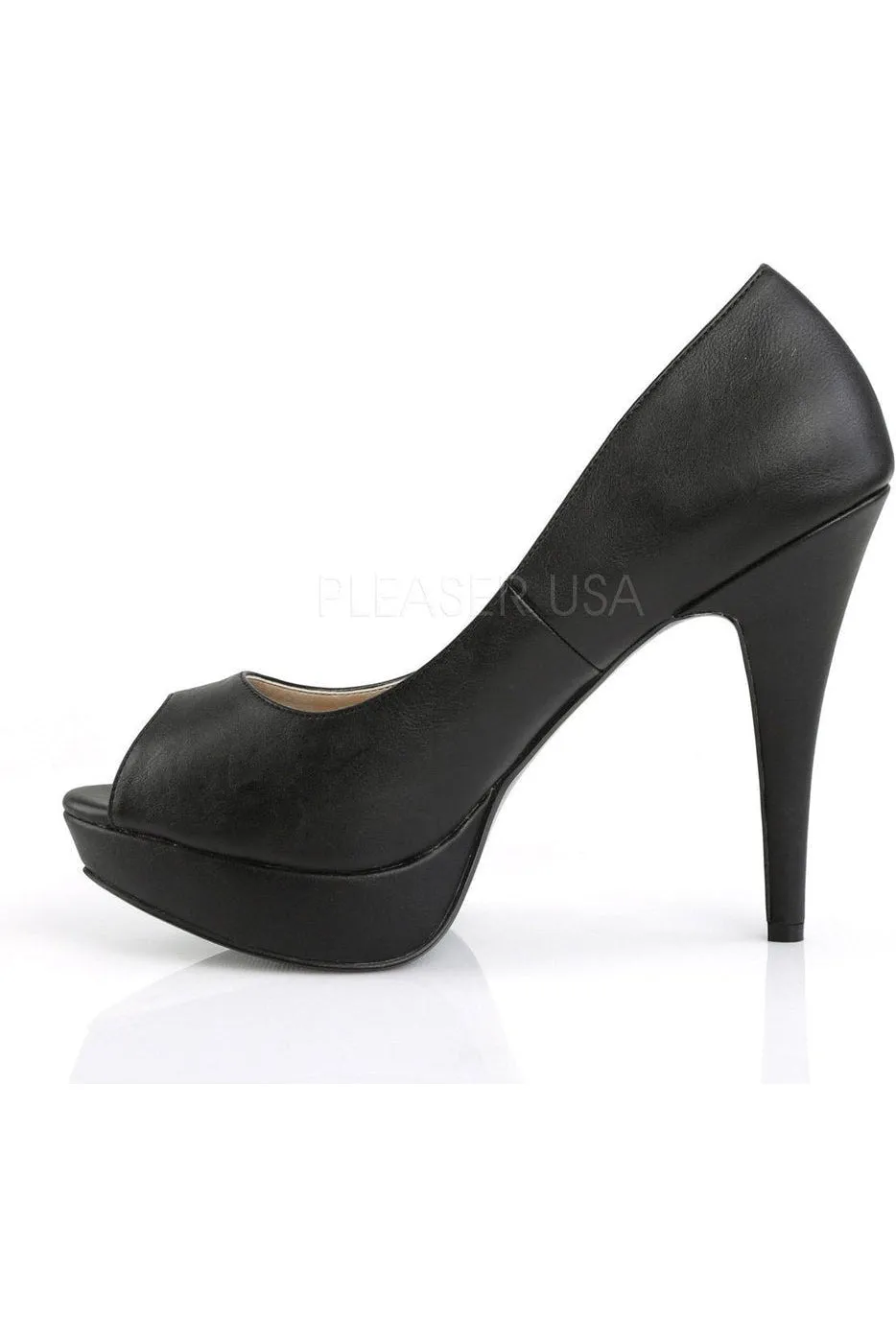 CHLOE-01 Pump  | Black Faux Leather