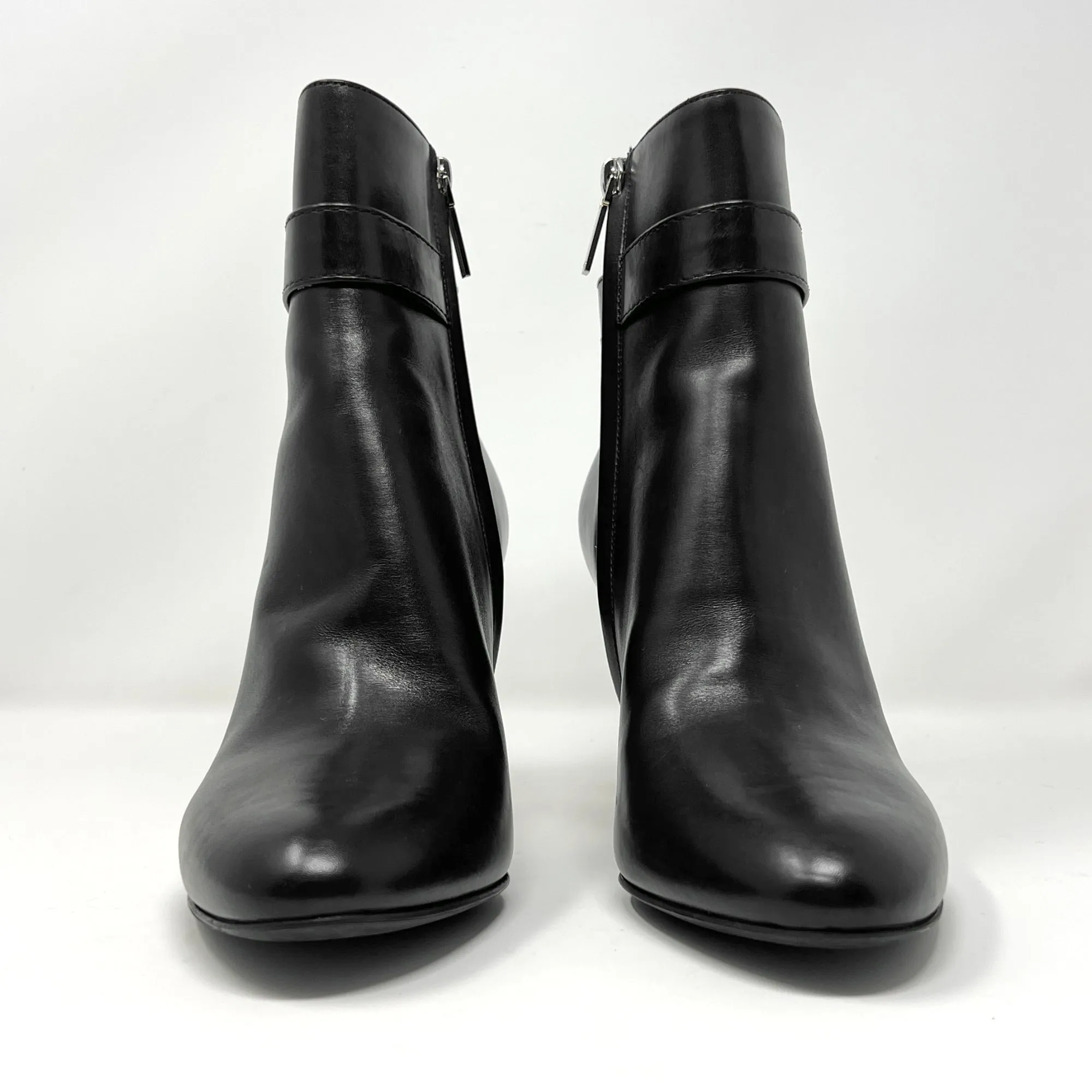 Christian Dior Black Leather Almond Round Toe Silver Buckle Heels Ankle Boots Size EU 39.5