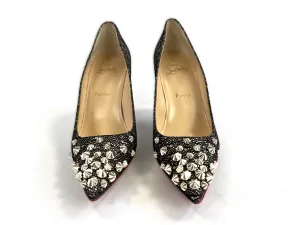Christian Louboutin Black and Gold Studded Heels Size 36.5