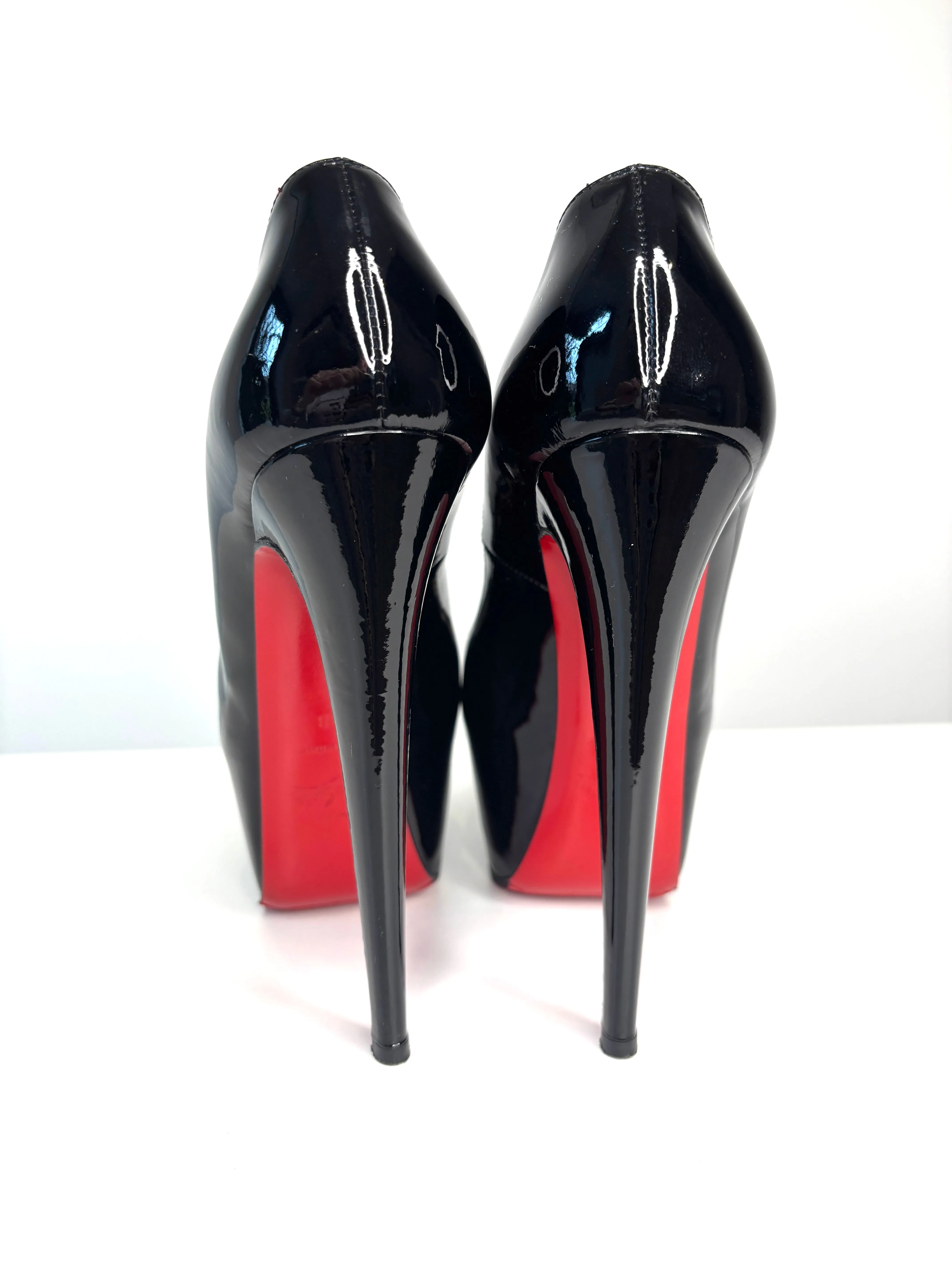 Christian Louboutin Highness 160 Black Patent Platform Heels 38 UK5