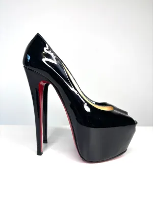 Christian Louboutin Highness 160 Black Patent Platform Heels 38 UK5