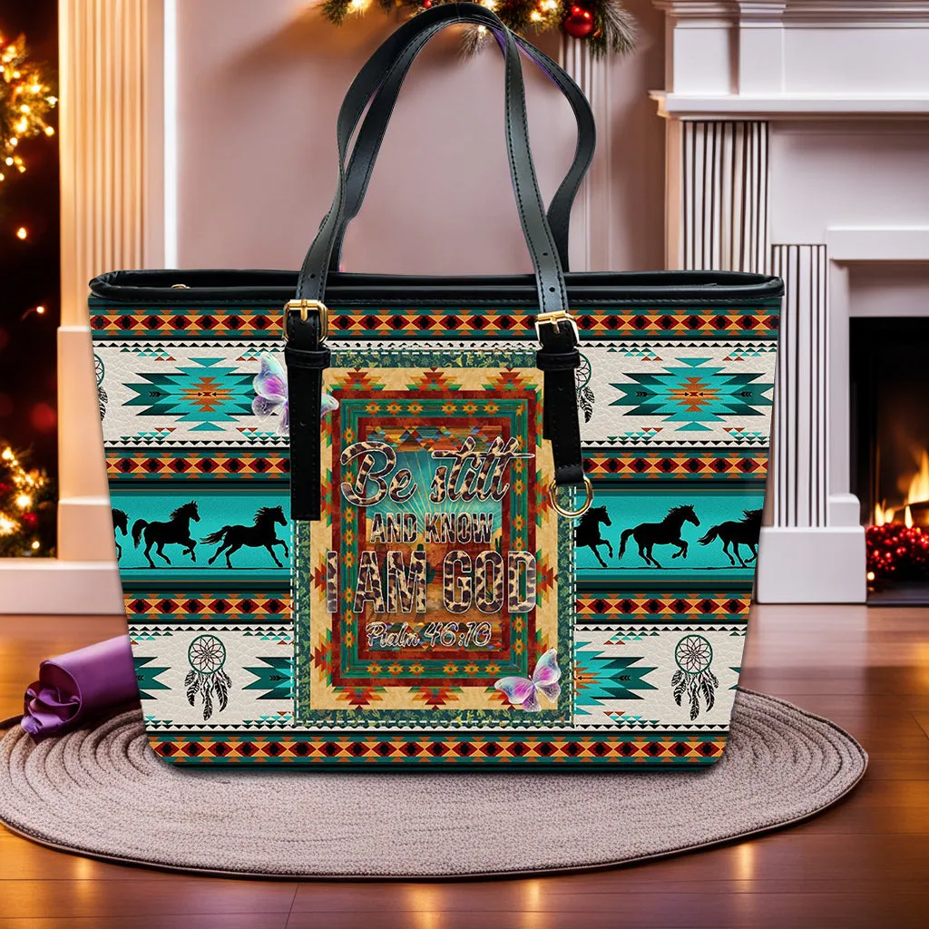 Christianartbag Handbags, Be Still And Know I Am GOD Leather Handbag, Southwest Native American embroidery Handbag, Gifts for Women, CABLTB01091023.