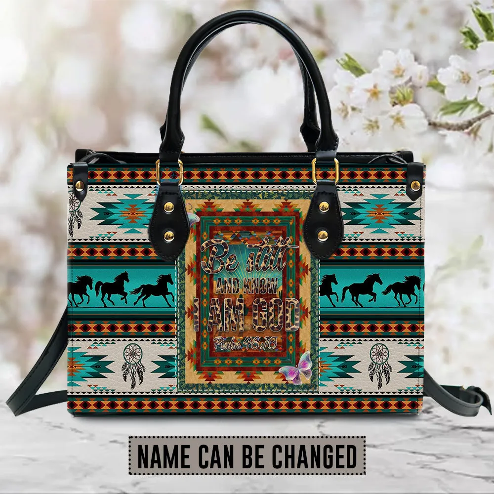 Christianartbag Handbags, Be Still And Know I Am GOD Leather Handbag, Southwest Native American embroidery Handbag, Gifts for Women, CABLTB01091023.