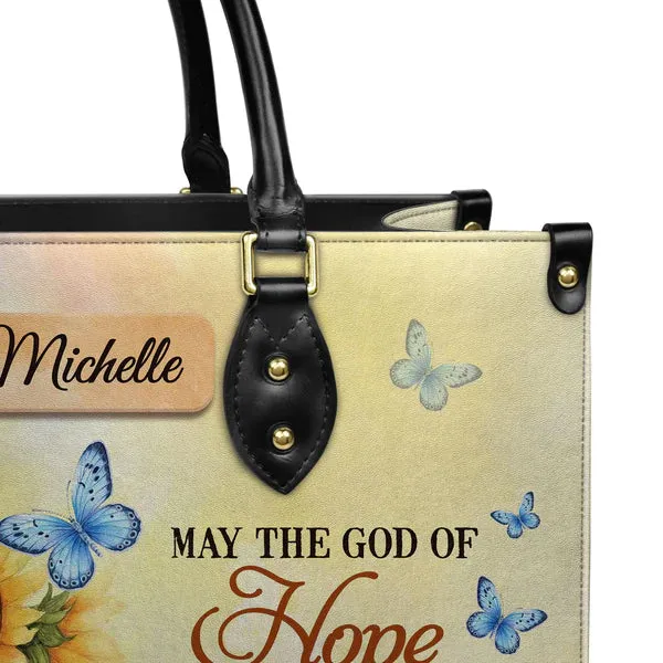 Christianartbag Handbags, May The God Of Hope Fill You With All Joy And Peace Romans 15 13 Butterfly Sunflower, Handbag Design, Monogram Leather Handbag, Gifts for Women, CABLTB06271223.