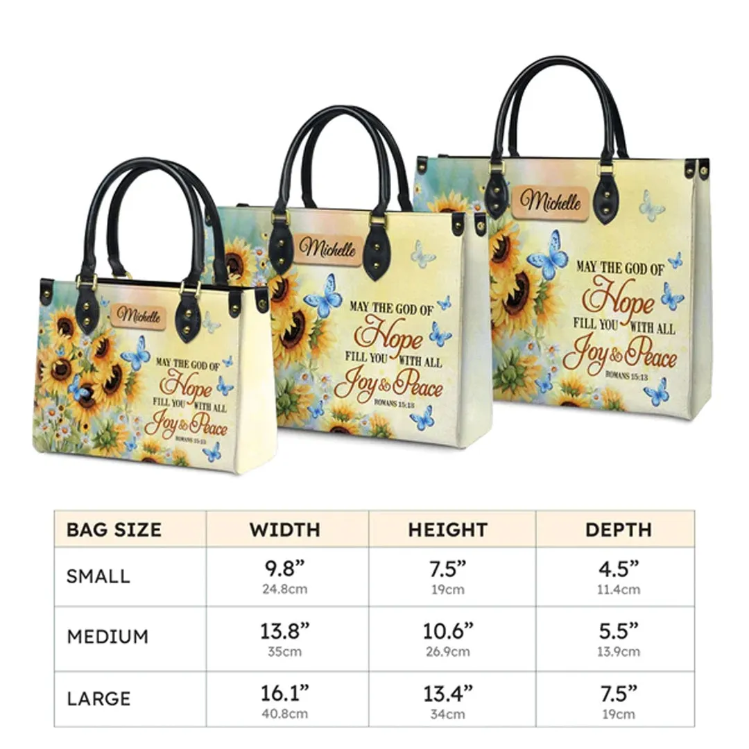 Christianartbag Handbags, May The God Of Hope Fill You With All Joy And Peace Romans 15 13 Butterfly Sunflower, Handbag Design, Monogram Leather Handbag, Gifts for Women, CABLTB06271223.