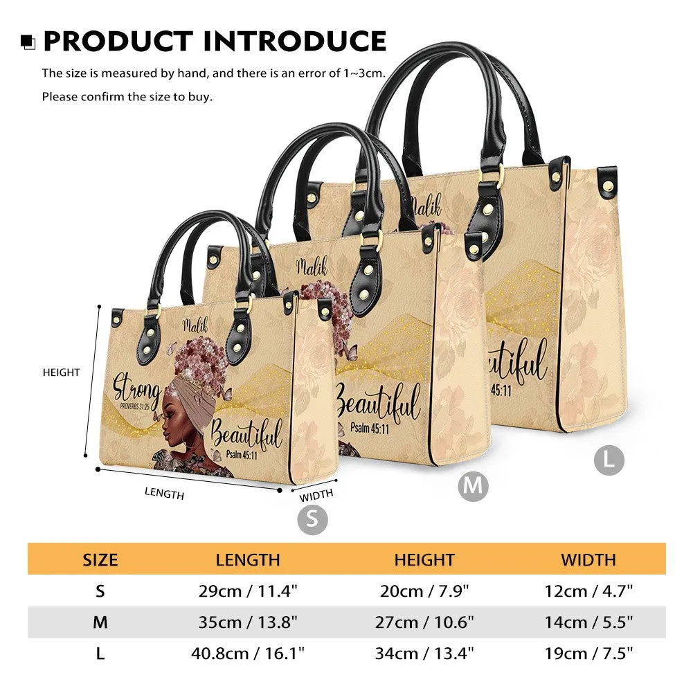 CHRISTIANARTBAG Personalized Leather Handbag - I Am Strong and Beautiful - CABLTHB01150524.