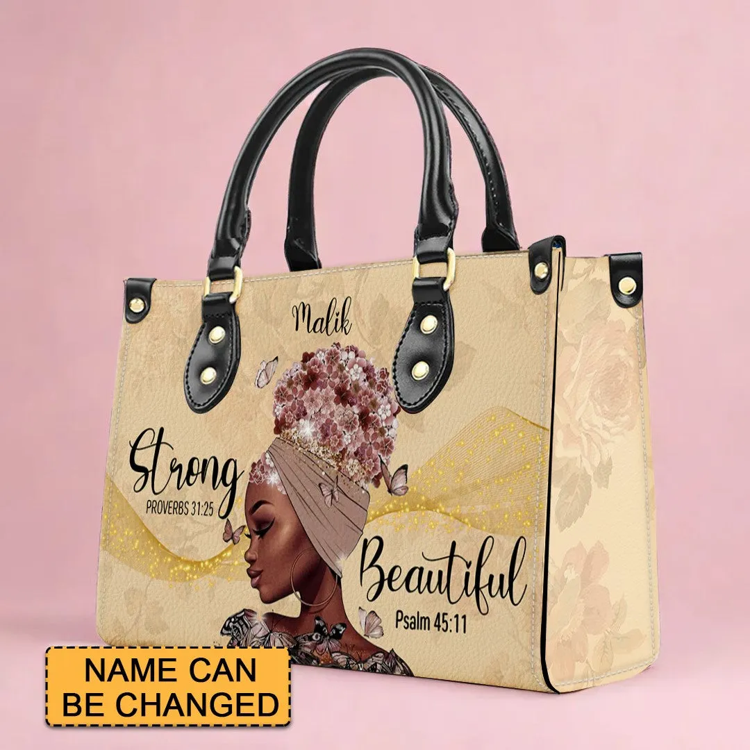 CHRISTIANARTBAG Personalized Leather Handbag - I Am Strong and Beautiful - CABLTHB01150524.