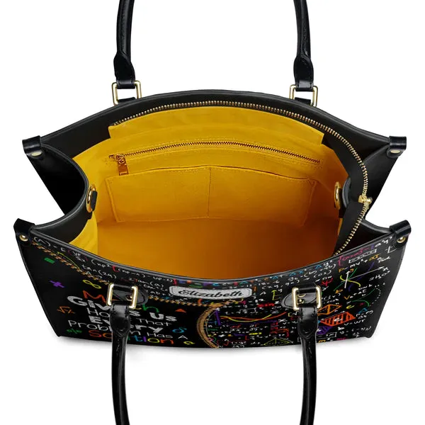 Christianartbag Teacher Bags, Custom Leather Handbags for Teachers, Gift For Teacher, Design Handbag, Math Gives Us Hope That Every Problem Has A Solution Handbag, CAB02281223.