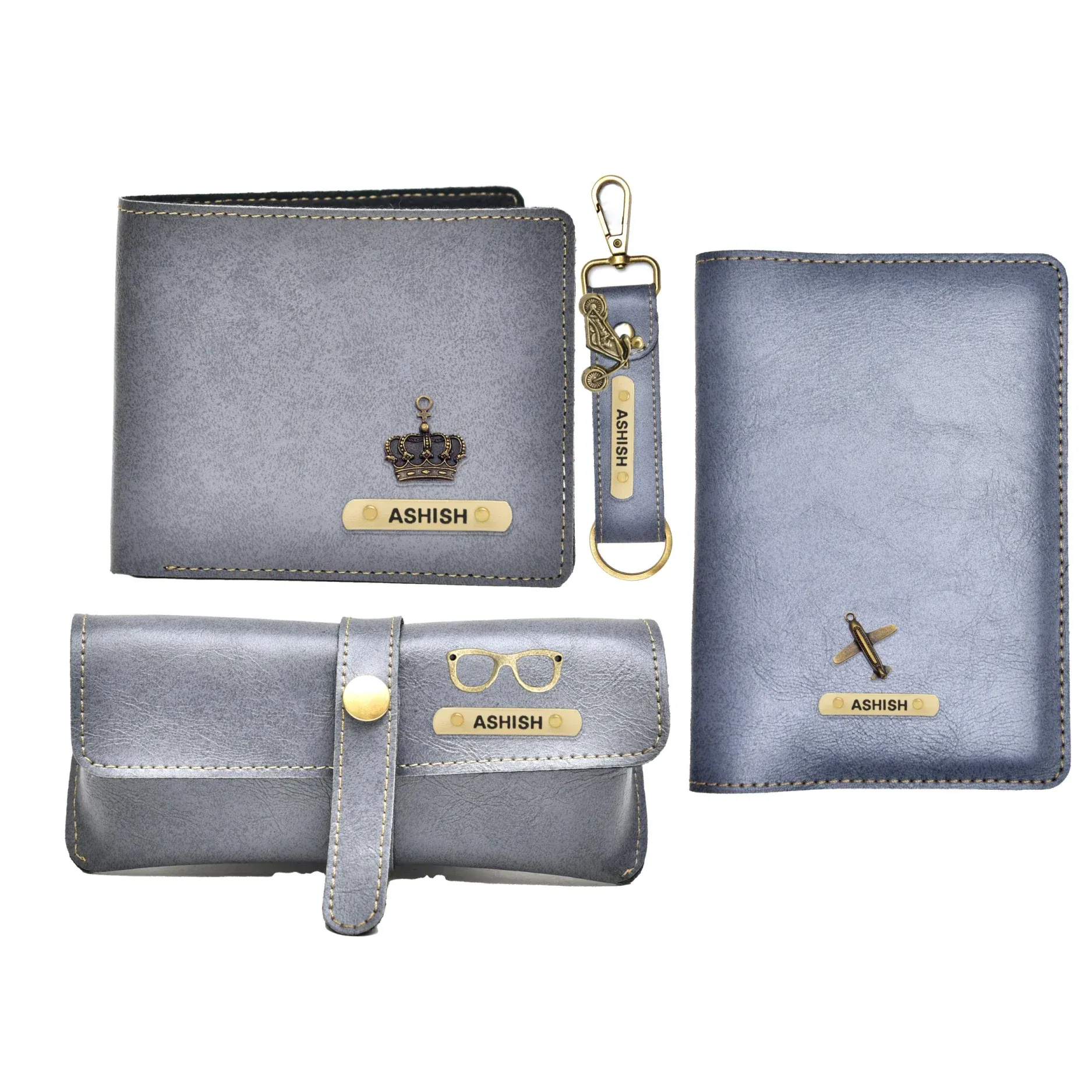 Classy Leather Customized All in One Men's Combo (4 pcs) - Grey