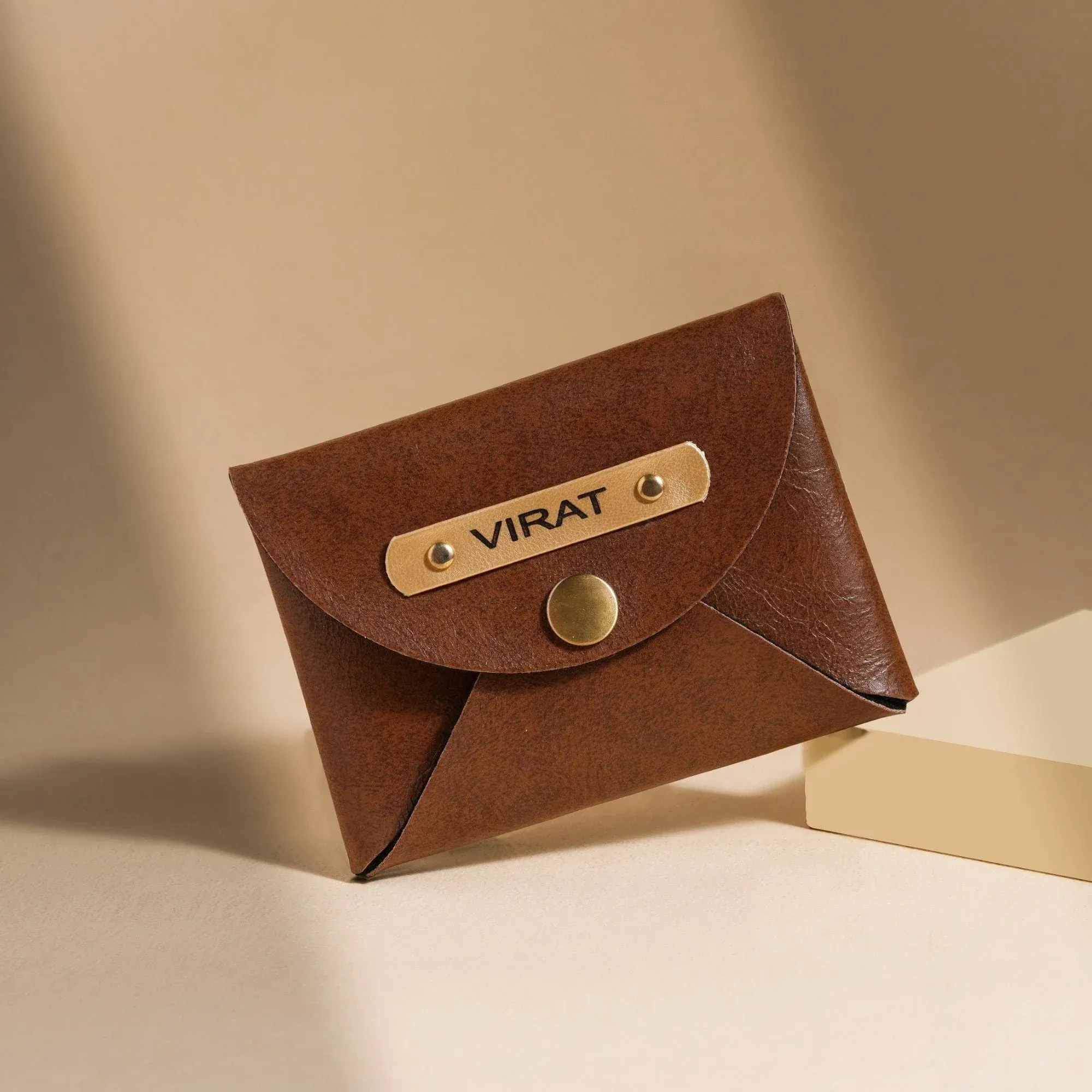 Classy Leather Customized Business-Visitng Card Holder (Tan)