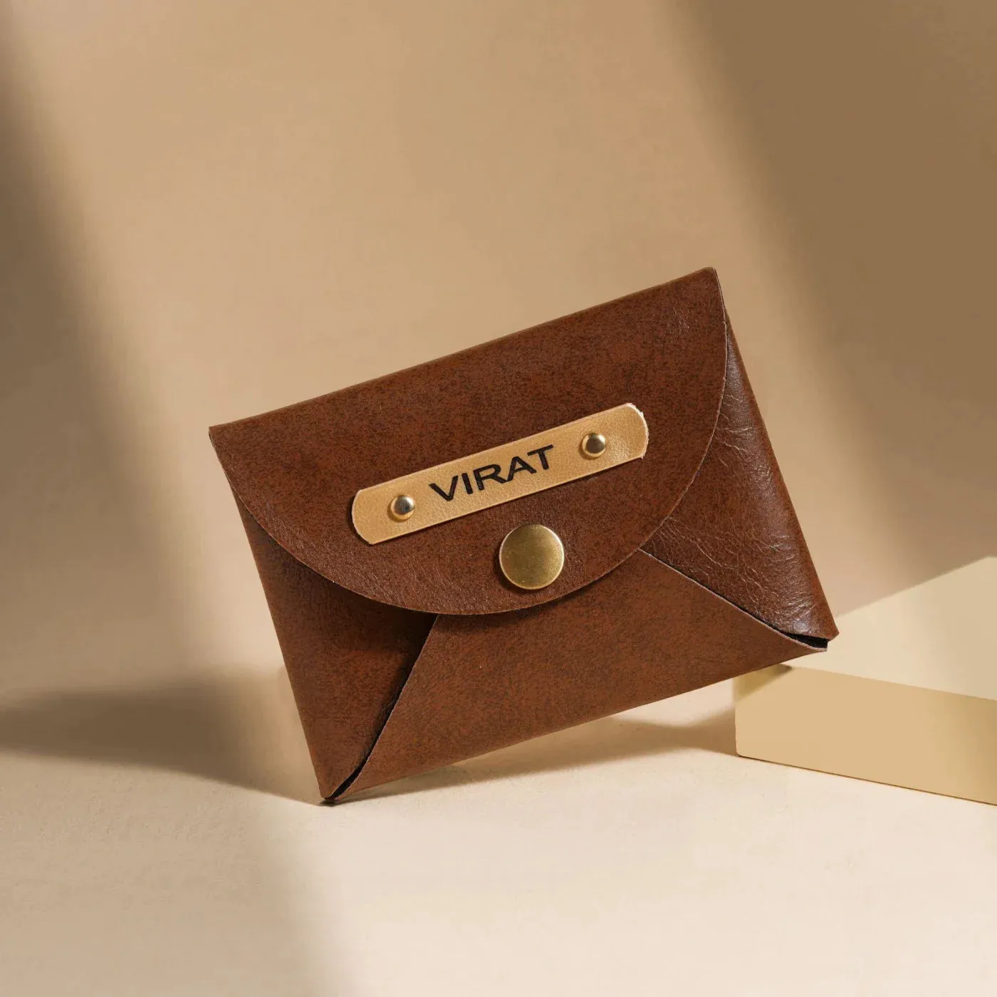 Classy Leather Customized Business-Visitng Card Holder (Tan)