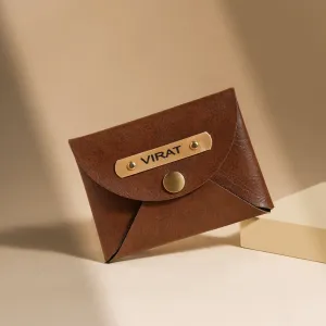 Classy Leather Customized Business-Visitng Card Holder (Tan)